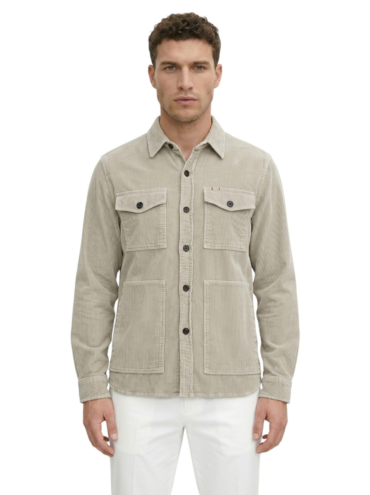 $1250 ISAIA NAPOLI "Comfort" Beige Hand-Sewn Overshirt Jacket Cordoroy Cotton