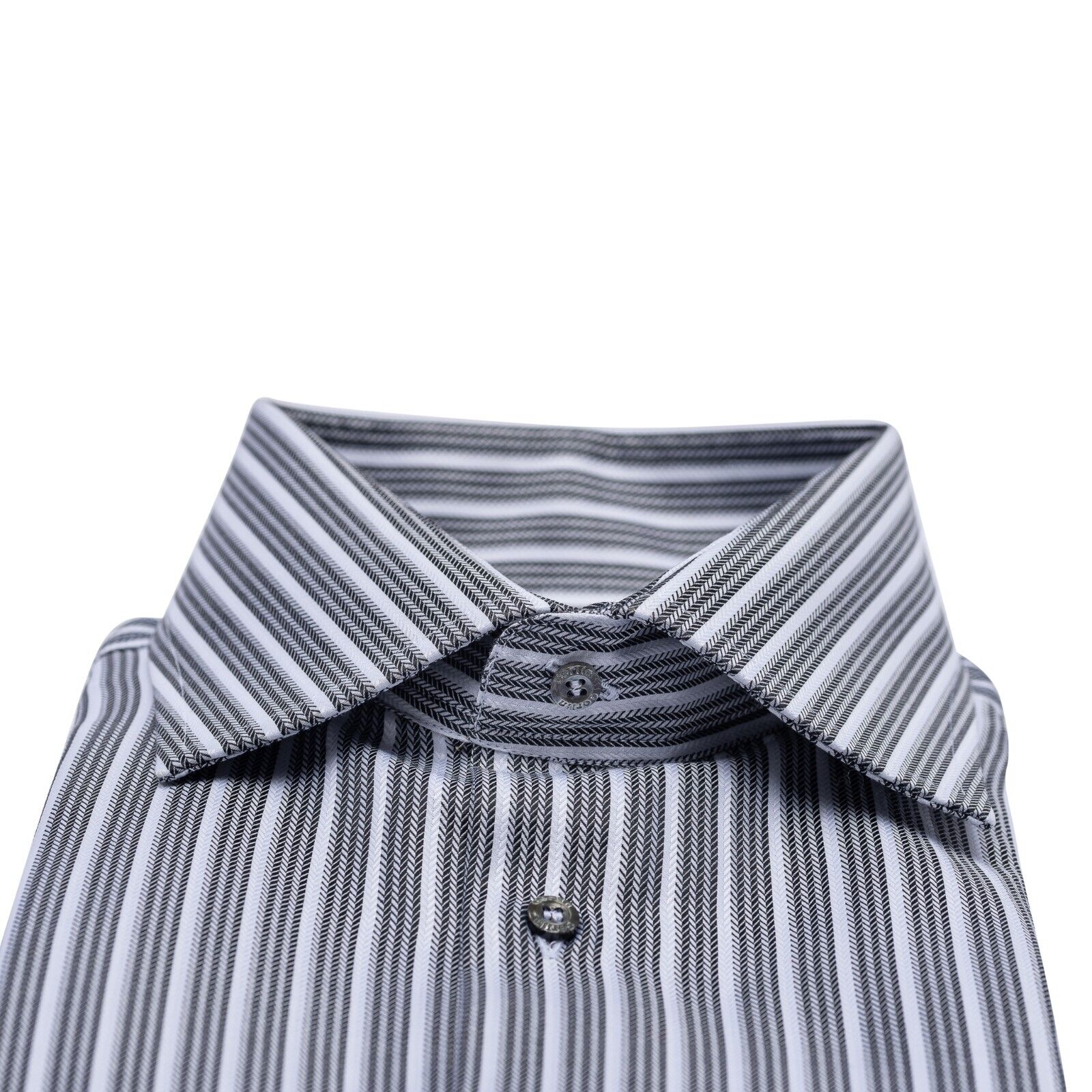 690$ LUXURY GERLIN Shirt Striped Gray Cotton 17.75 - 45 4O BIJAN