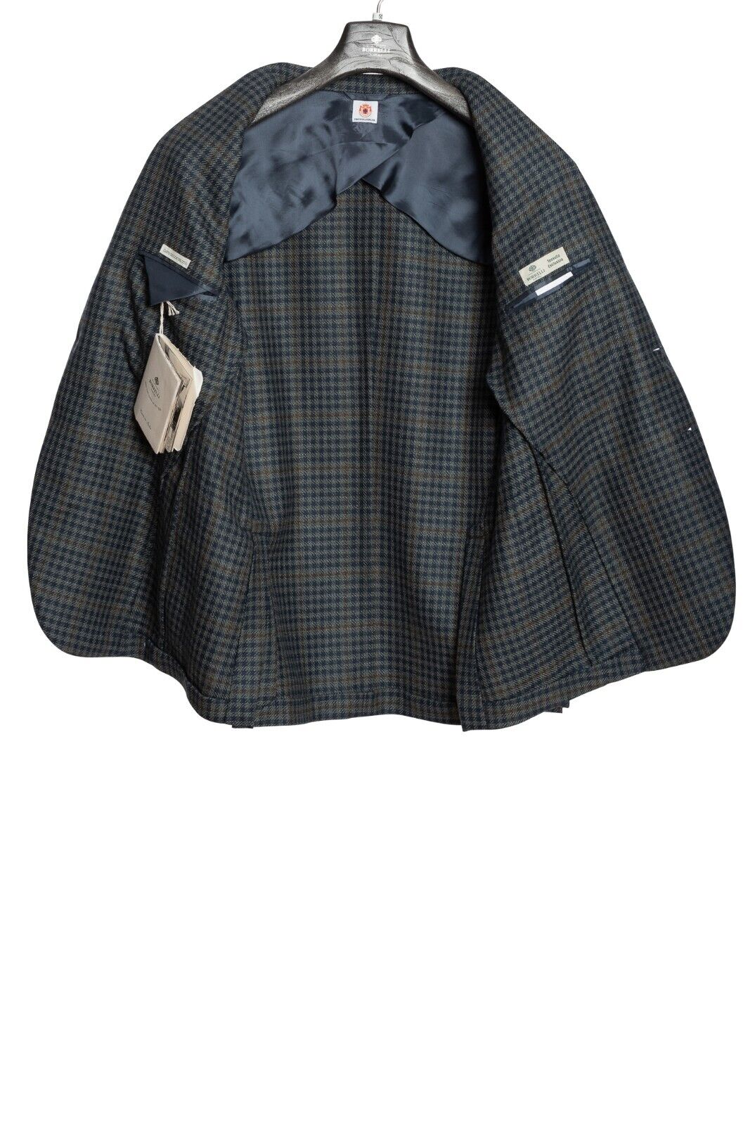 $2050 LUIGI BORRELLI "PROCIDA" Hand-Sewn Dark Gray Plaid Jacket Sport Coat Wool