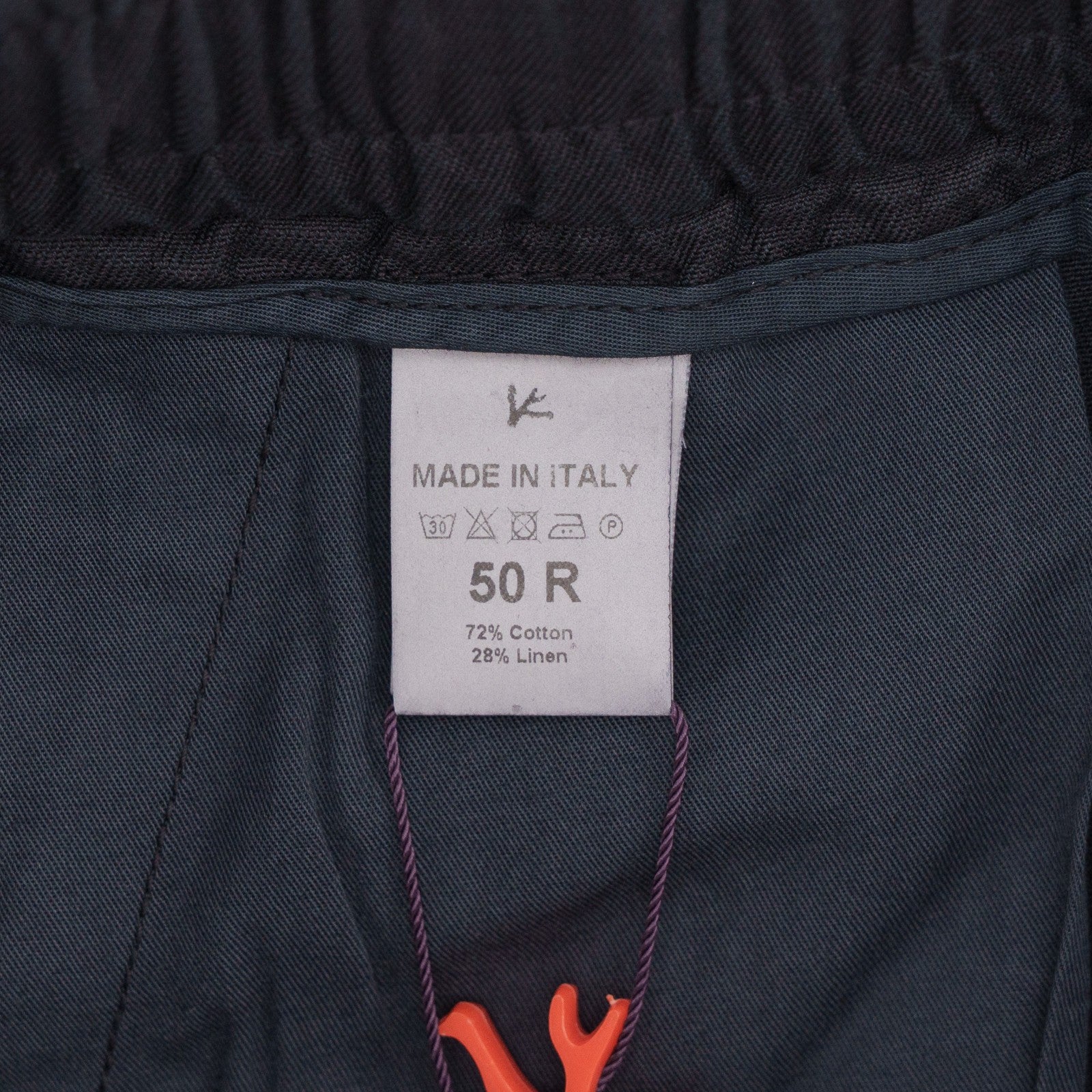 1050$ ISAIA Midnight Blue Drawstring Pant Cotton - Linen Tapered 34 US / 50 IT