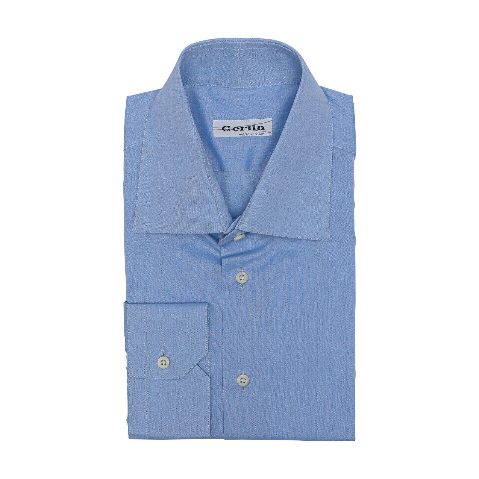 690$ LUXURY GERLIN Shirt Light Blue Fine Cotton 1AN ZILLI