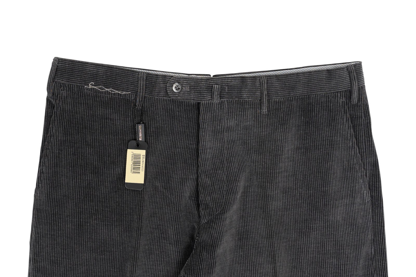 625$ RUBINACCI NAPOLI "Luca" Gray Cotton Corduroy Trouser Pant Made in Napoli