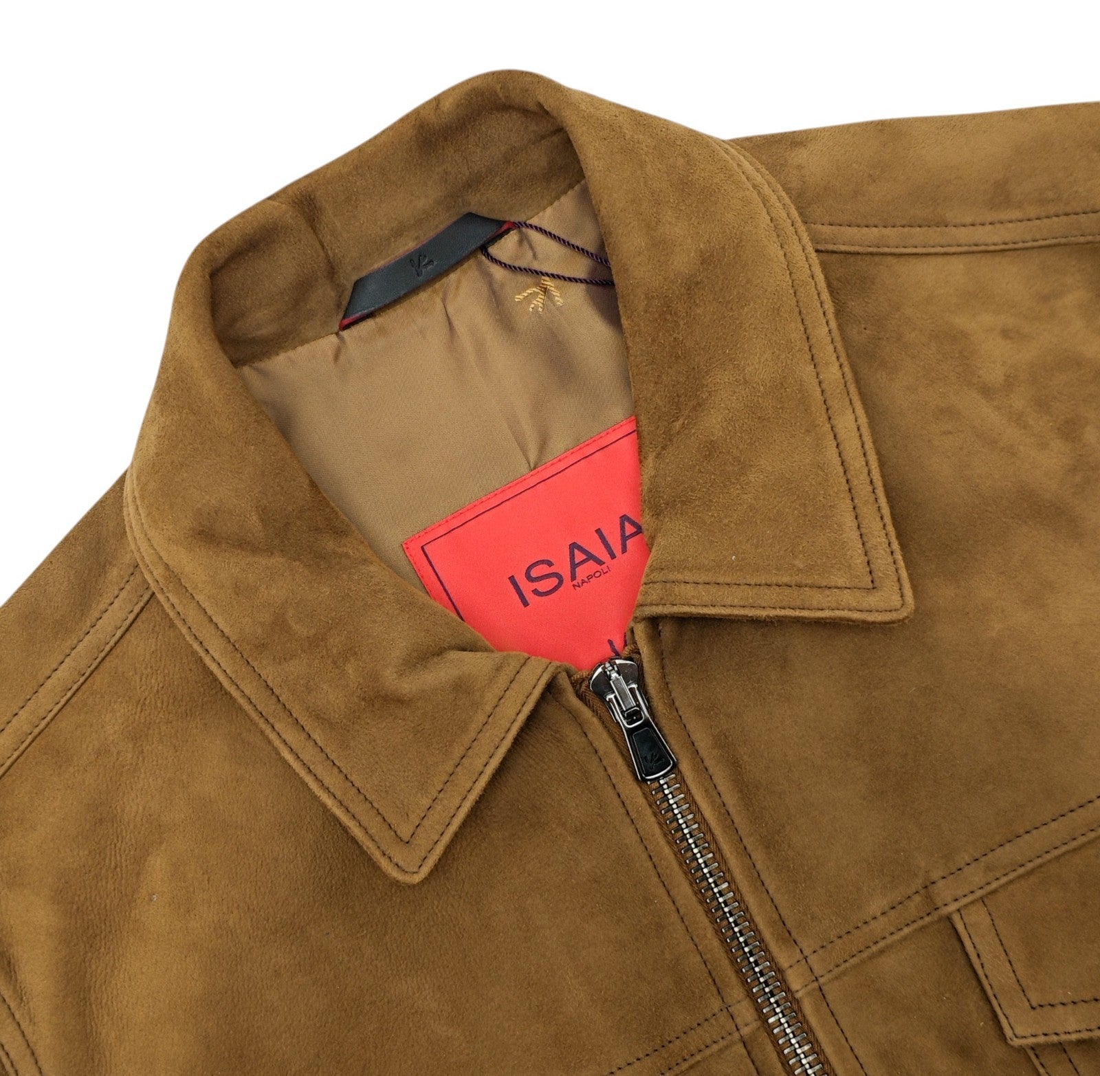 $5950 ISAIA NAPOLI Camel Jacket Suede Lambskin Leather 38 US / 48 EU