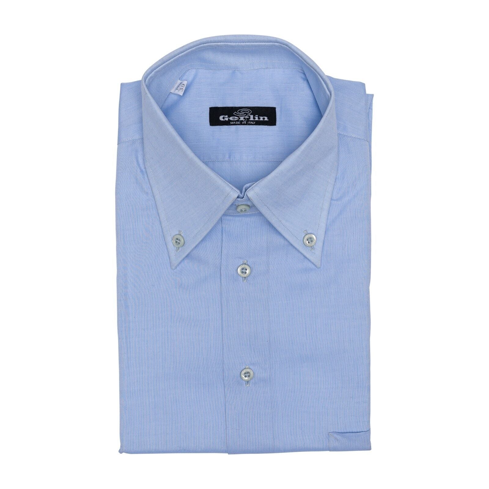 690$ LUXURY GERLIN Shirt Light Blue Point Collar Fine Cotton 1AG ZILLI