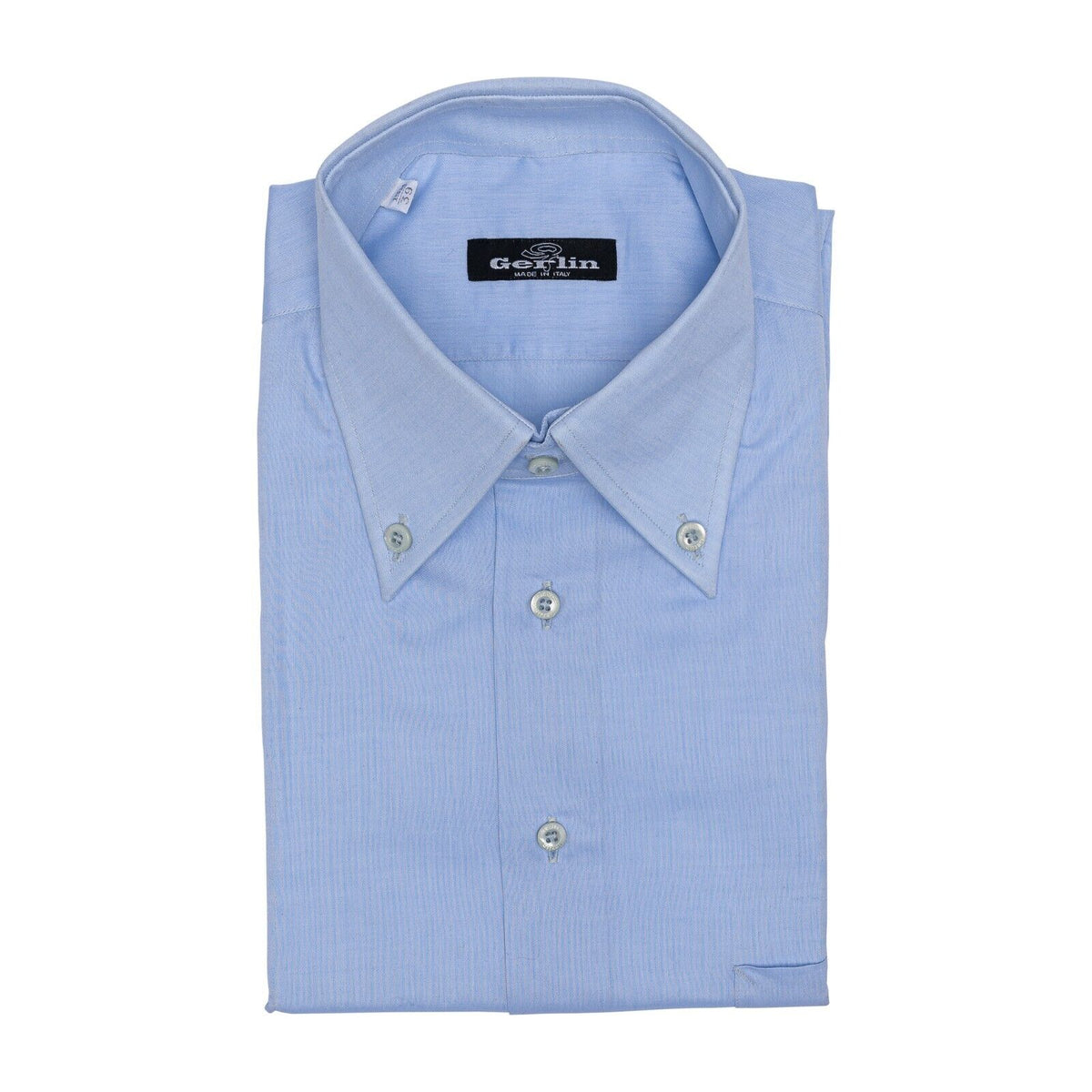 690$ LUXURY GERLIN Shirt Light Blue Point Collar Fine Cotton 1AG ZILLI