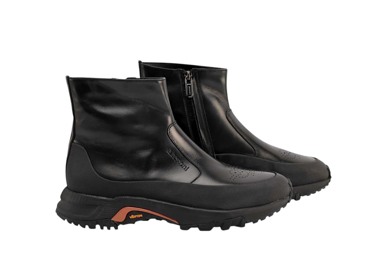 1200$ TESTONI Black Zip Sneaker Boot English Brushed Calf 8 UK / 9 US / 42 IT