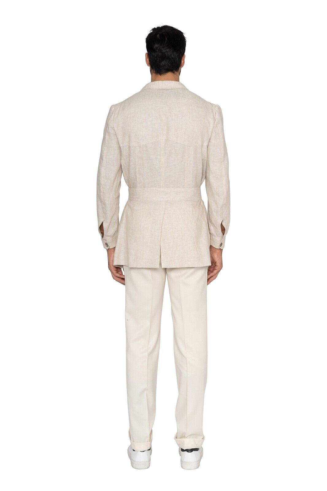 5200$ ISAIA NAPOLI Beige Sartorial Sahariana Jacket 100% Linen 40 US / 50 EU