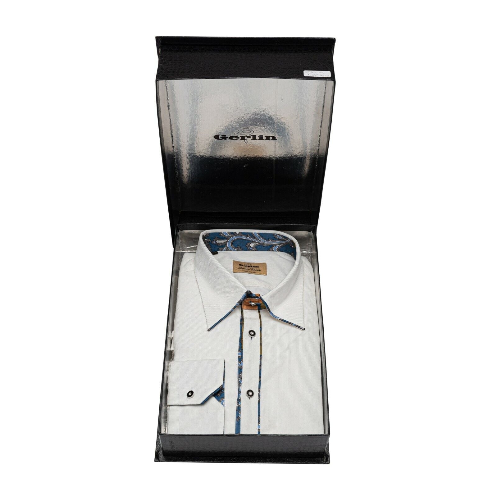 ITALIAN LUXURY 950$ GERLIN Shirt White Velvet Cotton + Silk 16-41 BIJAN