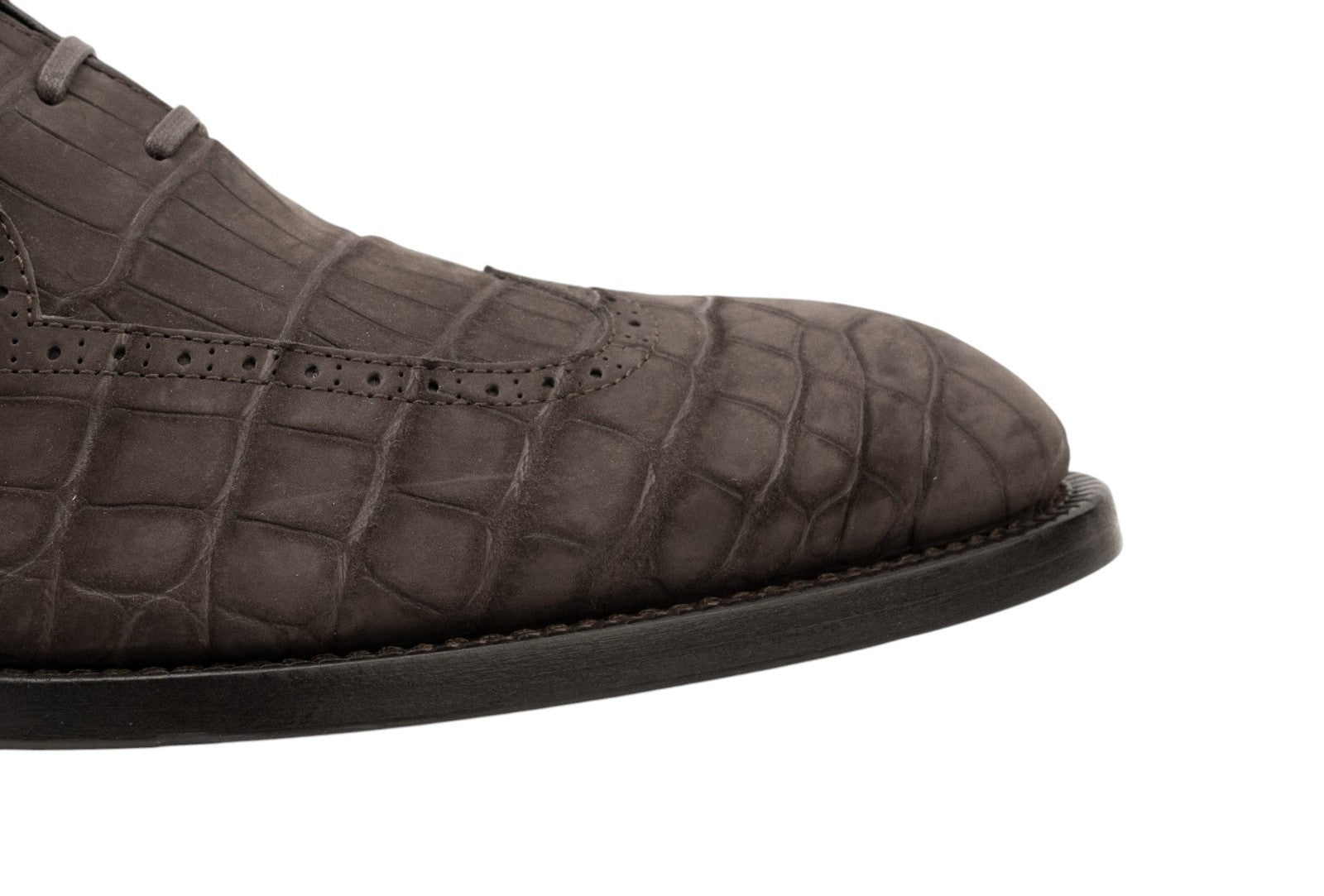 ISAIA NAPOLI Exclusive Alligator Nabuk Brown Oxford Shoes 9 UK / 10 US / 43 IT