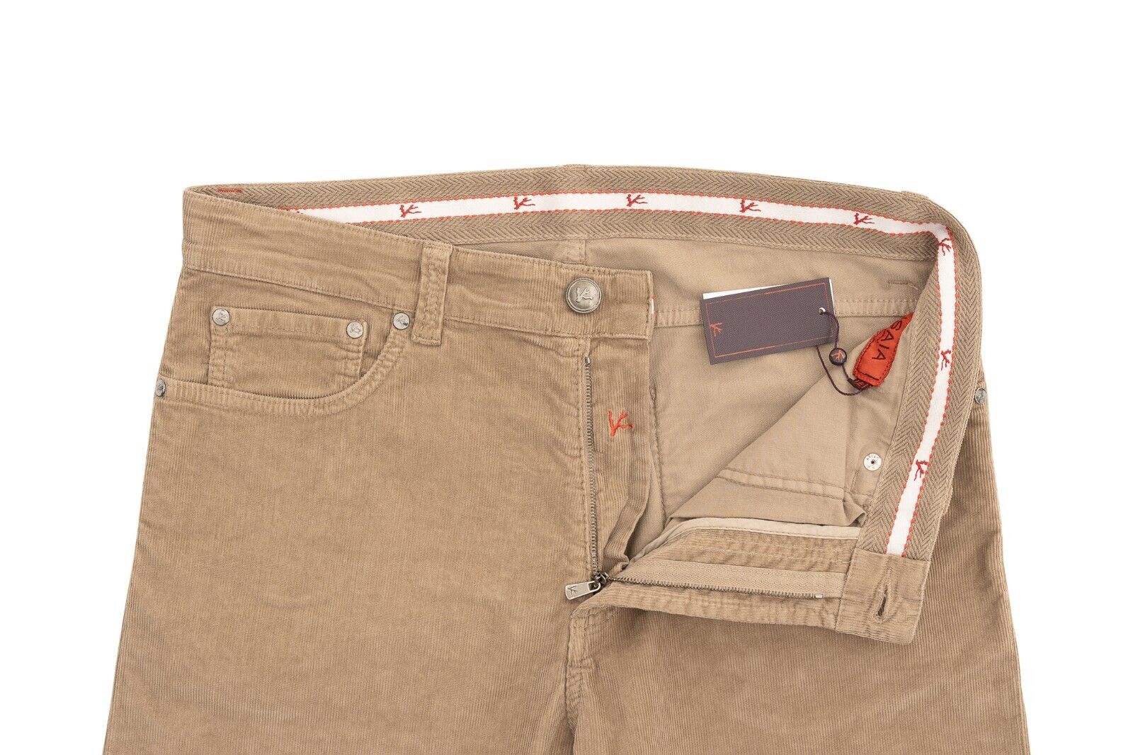 690$ ISAIA NAPOLI Beige 5 Pockets Trousers Pant Corduroy Cotton