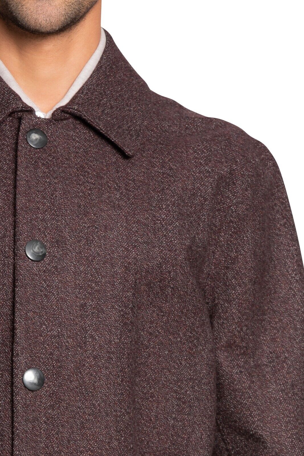 $1900 BOGLIOLI GALLERIA Burgundy Melange Trench Coat Wool Heat-Sealed Size M