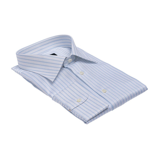 690$ LUXURY GERLIN Shirt White Striped ALUMO Twill Cotton 3AG ZILLI