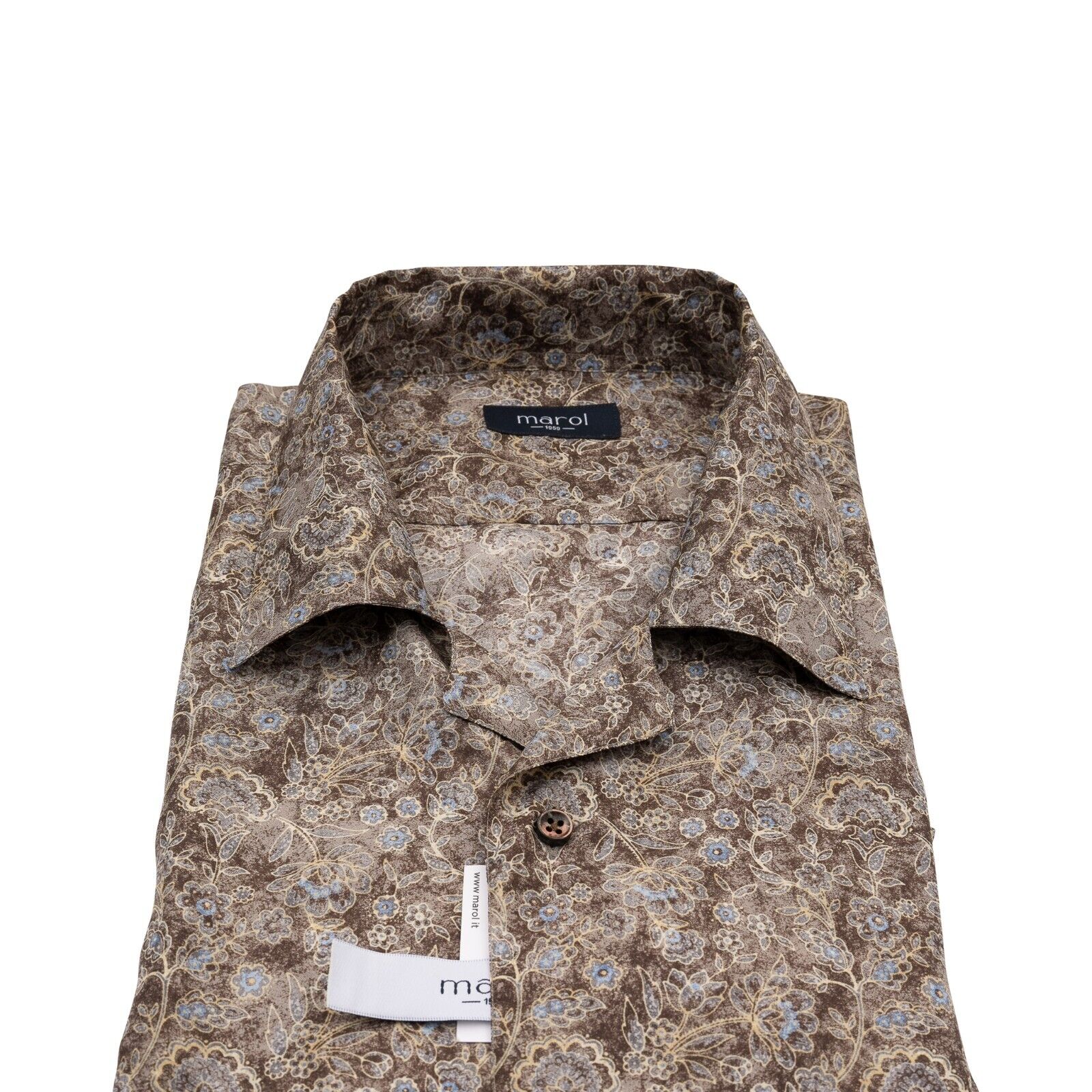 1400$ LUXURY MAROL BOLOGNA Floral Camp Collar Shirt 100% COMO SILK
