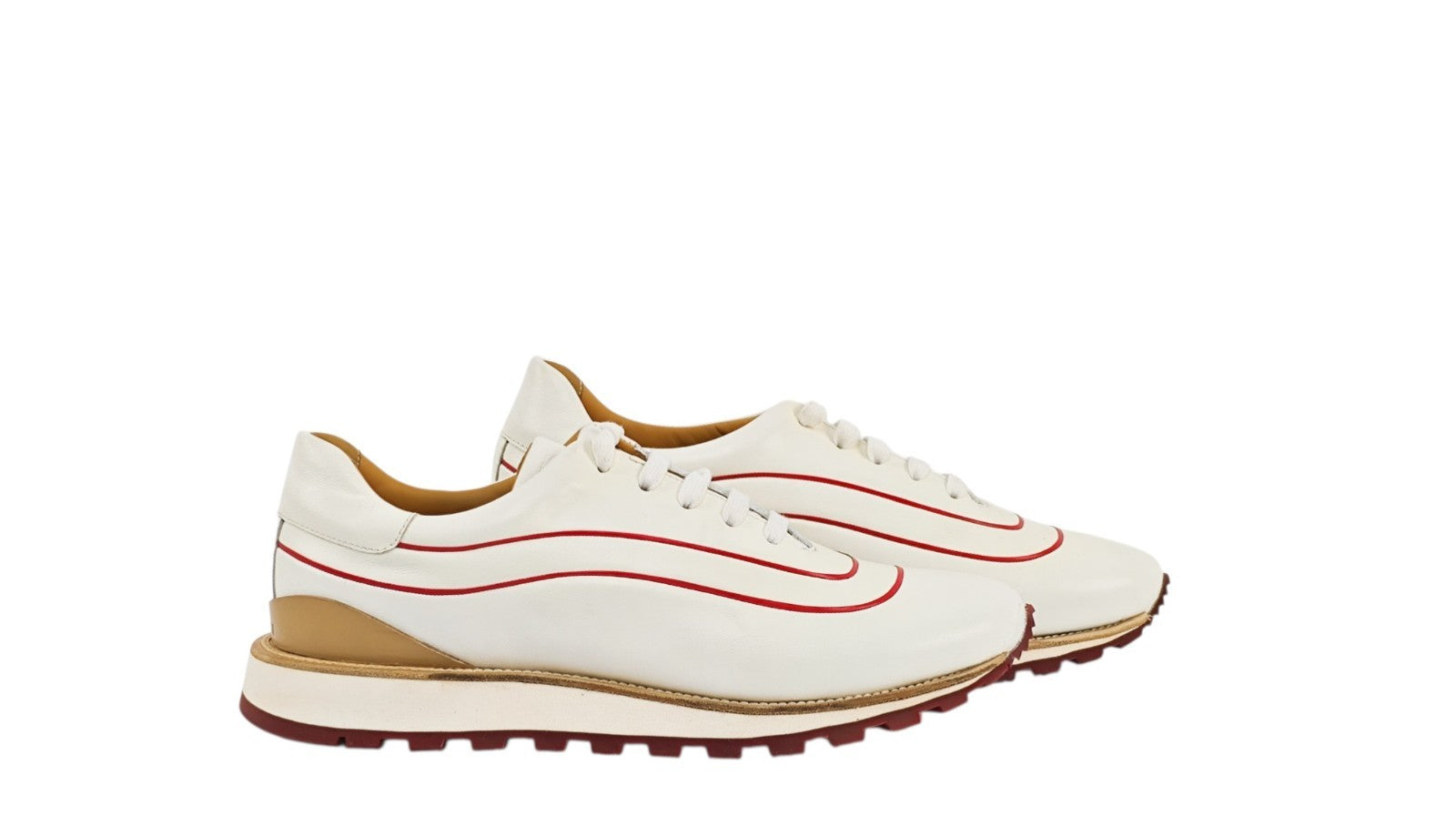 1100$ TESTONI "Moena" Piuma Sneaker Shoes White Calf 8 UK / 9 US / 42 IT