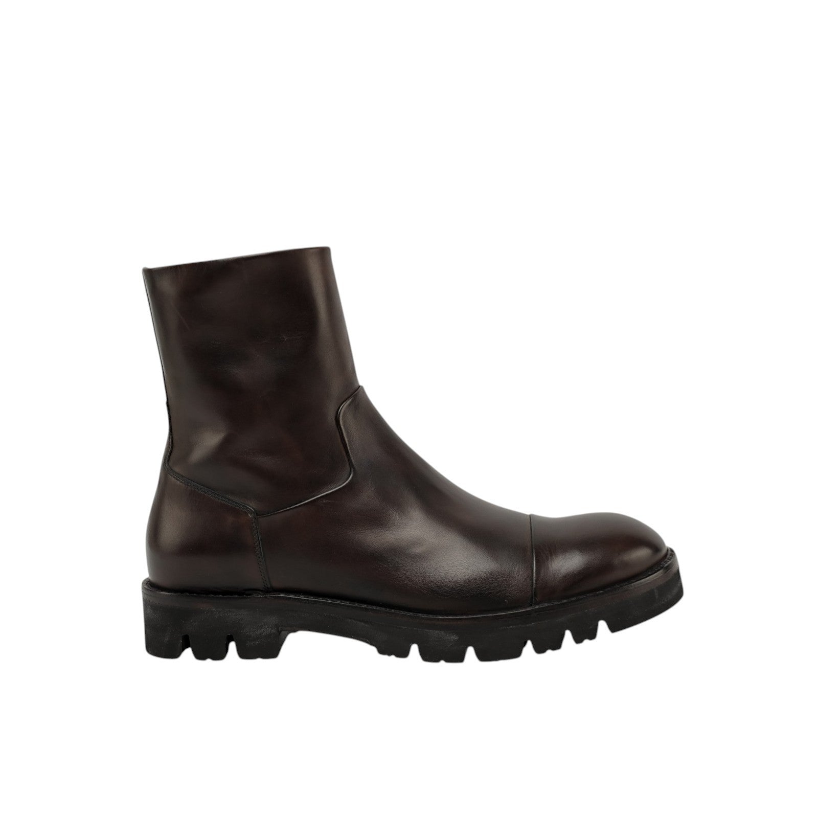 1550$ TESTONI "Piuma" Ankle Zip Boot Top Calf Delavè Cigar 8 UK / 9 US / 42 IT
