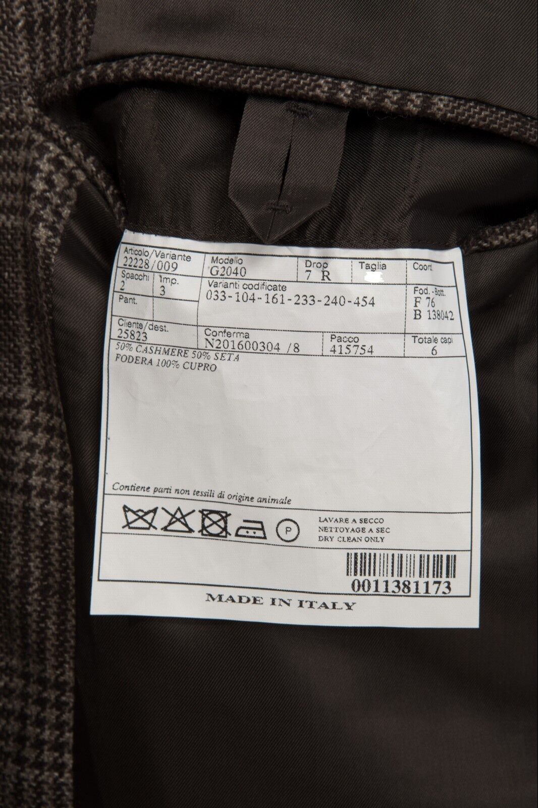 $2590 BELVEST Check Brown Cashmere Silk Jacket 42 US / 52 EU Drop 7R F/W 2018