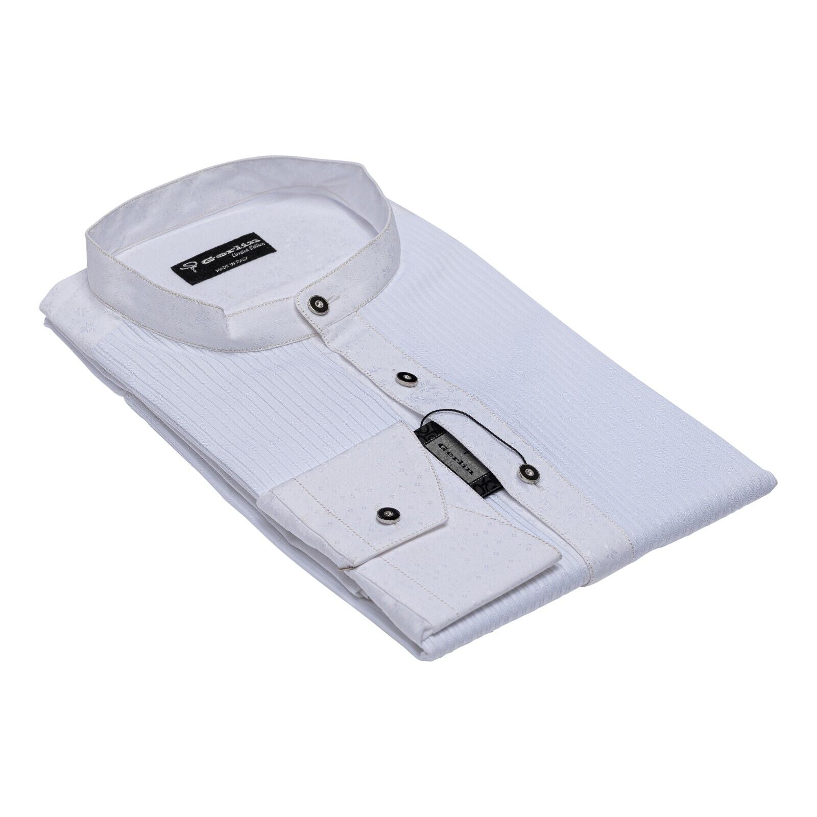 690$ LUXURY GERLIN Shirt Korean White Plissè Cotton 16 - 41 1O BIJAN