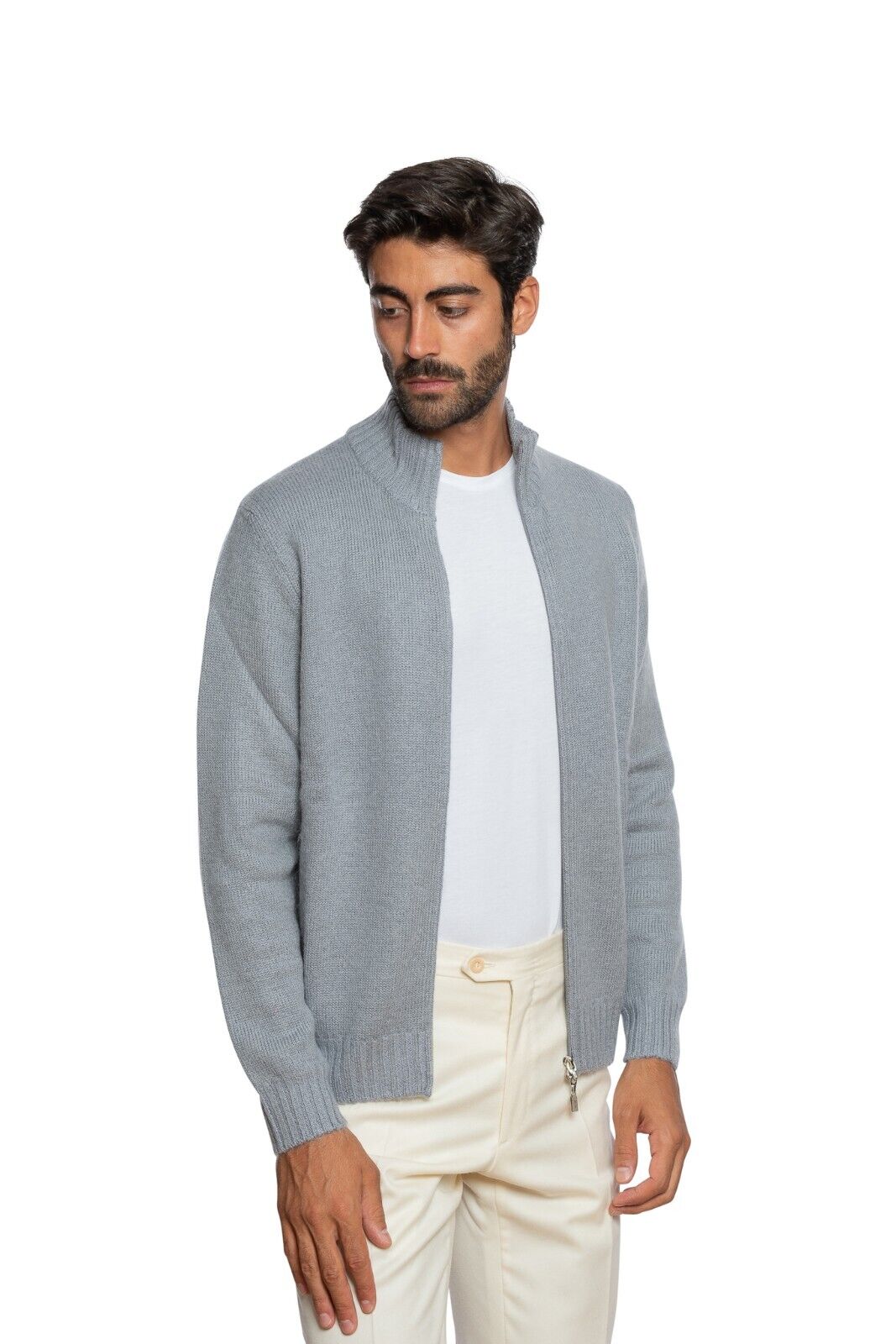 490$ DELLA CIANA CASHMERE Thick Sweater Cardigan Gray Wool / Mohair 40 US 50 EU