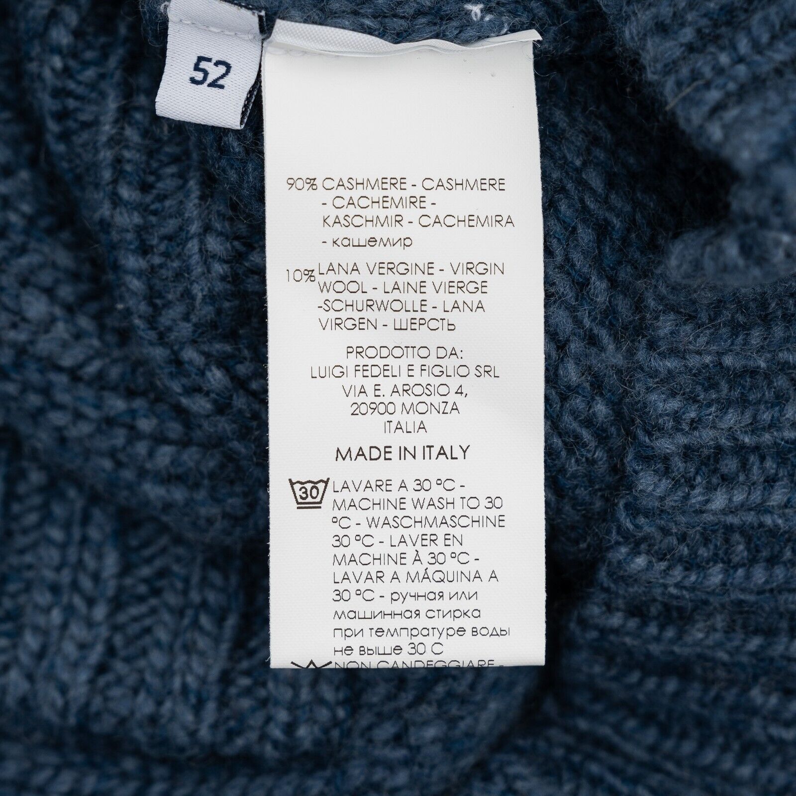 $2290 FEDELI CASHMERE "Malfilè" Blue Cardigan Jacket Full Zip Cashmer