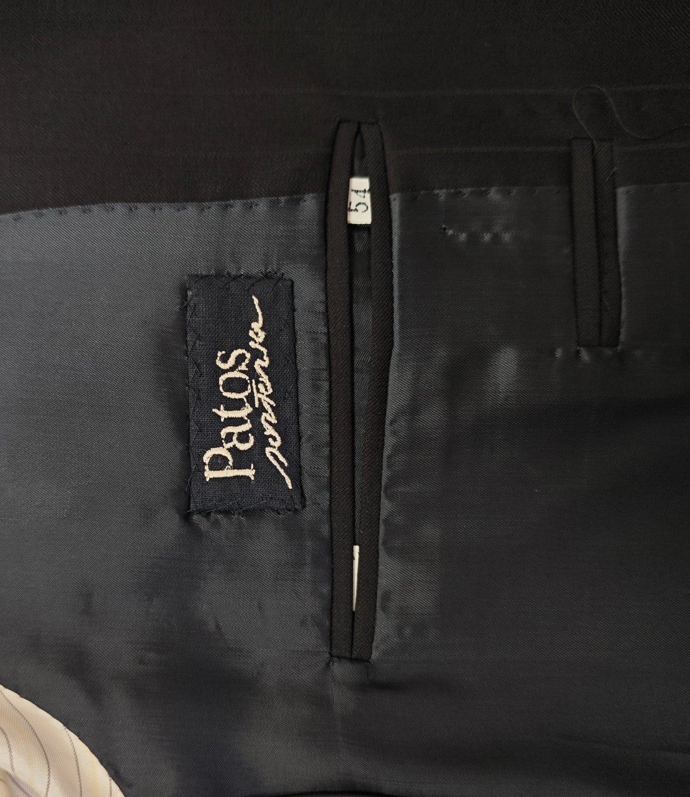 $1300 SARTORIA PATOS by SANTARELLI 1915 Suit Striped Black Wool 44 US / 54 EU
