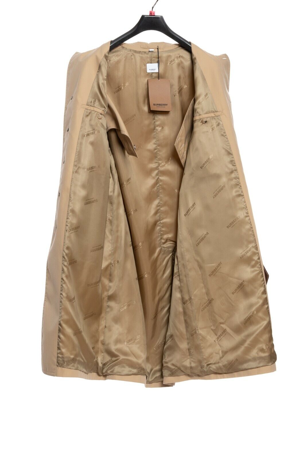 2450$ BURBERRY RUNWAY Cotton-Gabardine Honey Trench Coat with Leather Pockets