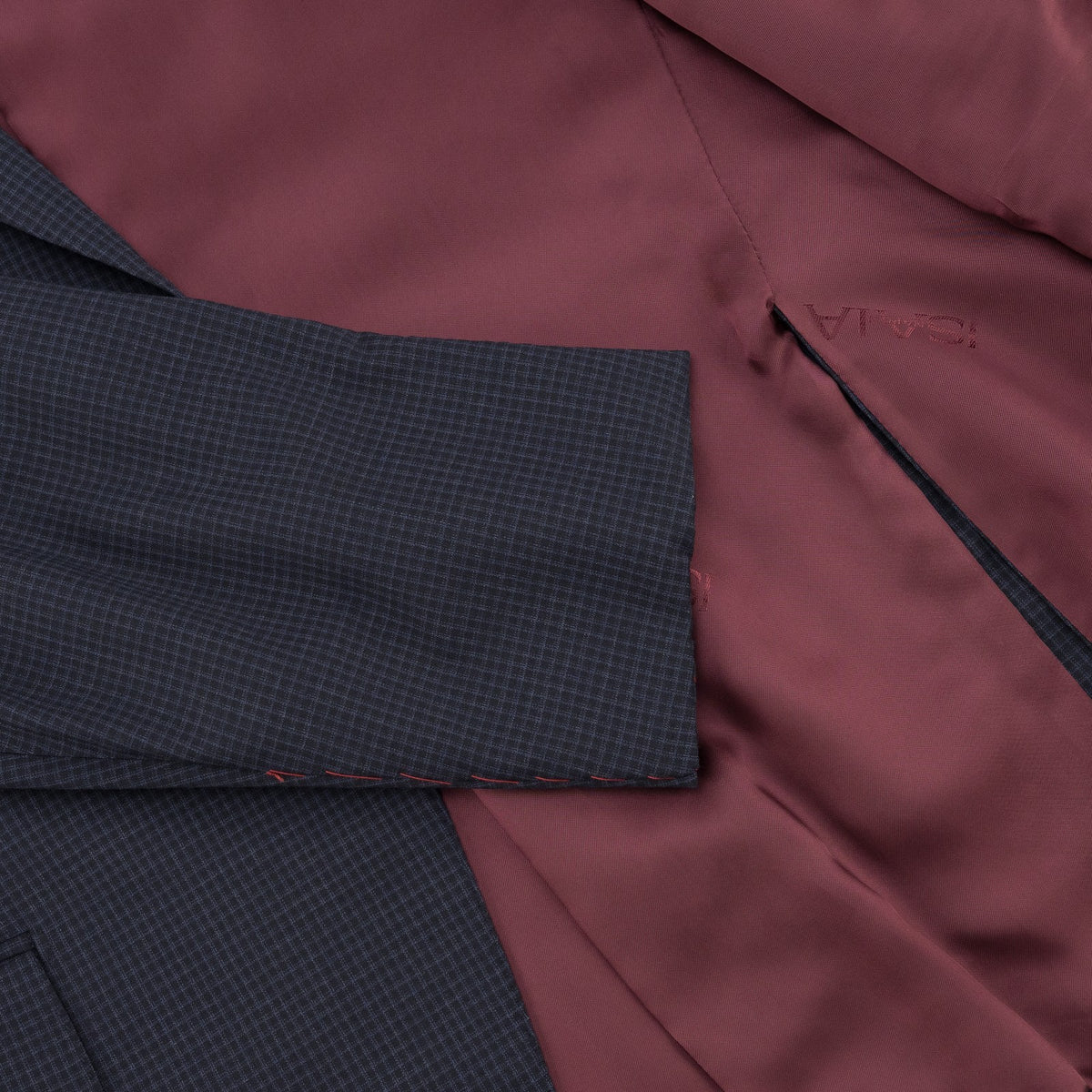 $6700 ISAIA "Gregorio" Dark Blue Suit Checks Fine Wool / Silk 38 US / 48 EU 7R