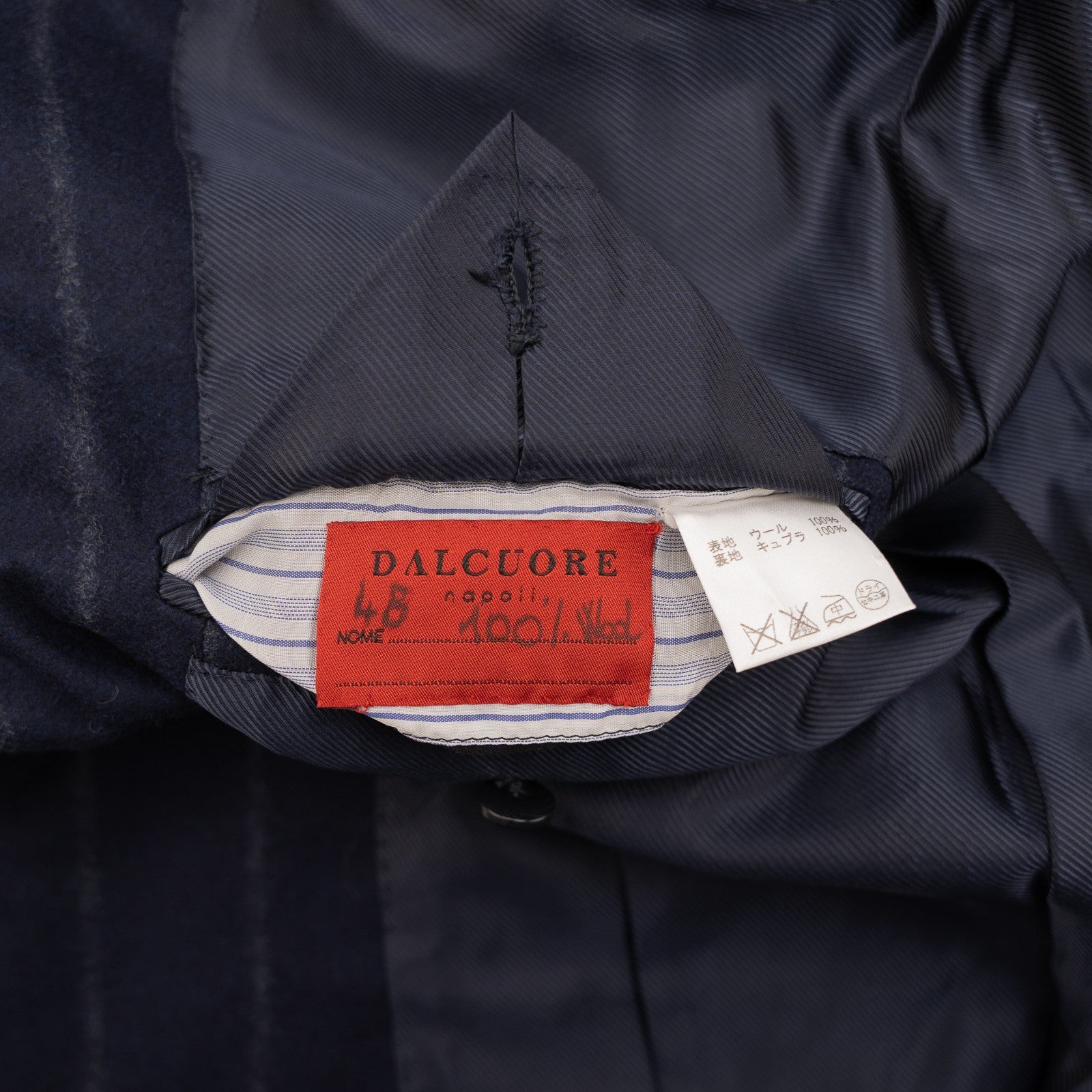 Sartoria DALCUORE NAPOLI Total Hand-Sewn Suit Flannel Wool Blue 40 US / 50 EU