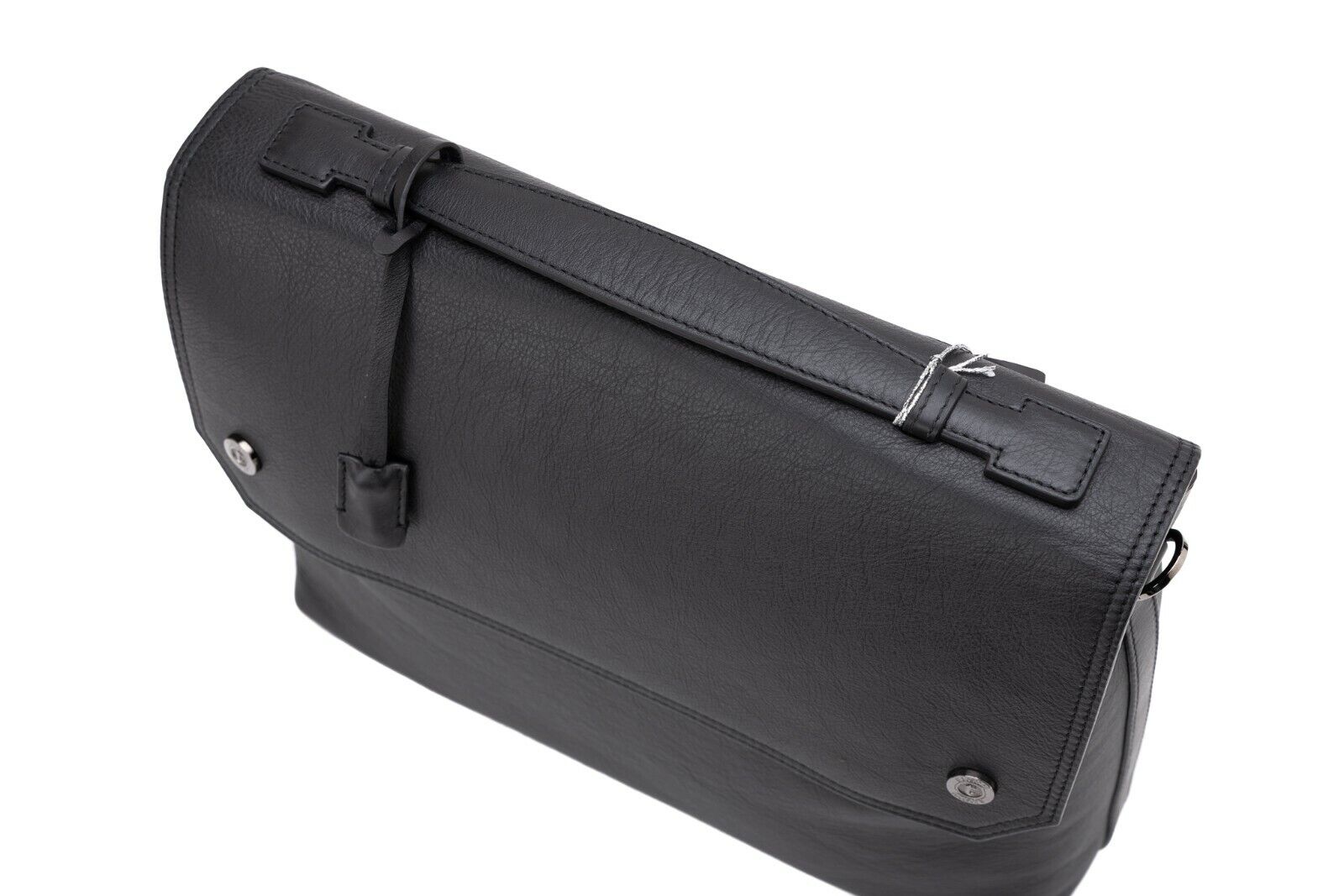 $780 Testoni Bologna Briefcase PC Case Luxury Black Easy Calf + Shoulder Strap