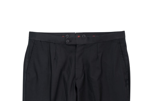 1250$ ISAIA NAPOLI Black Hand-Sewn Tuxedo Dress Pants Wool 130's 42 US / 58 EU