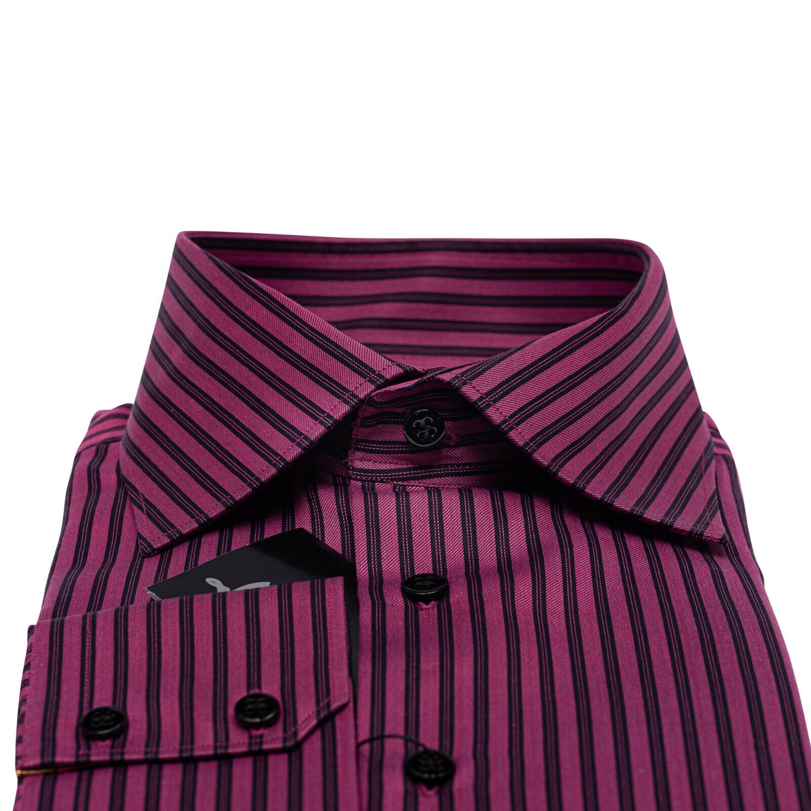690$ LUXURY GERLIN Shirt Striped Purple Twill Cotton 3V BIJAN