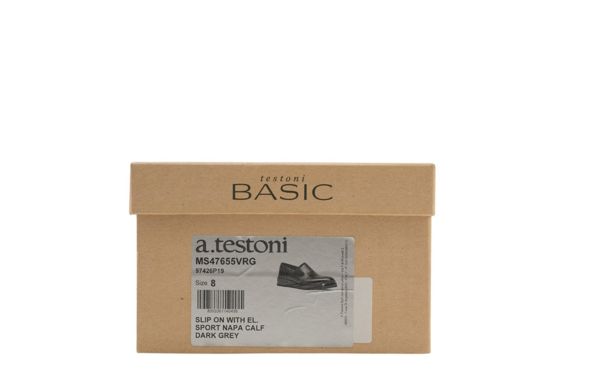 700$ TESTONI Sneaker Shoes Slip-On Sport Napa Calf Dark Gray 8 UK / 9 US / 42 IT