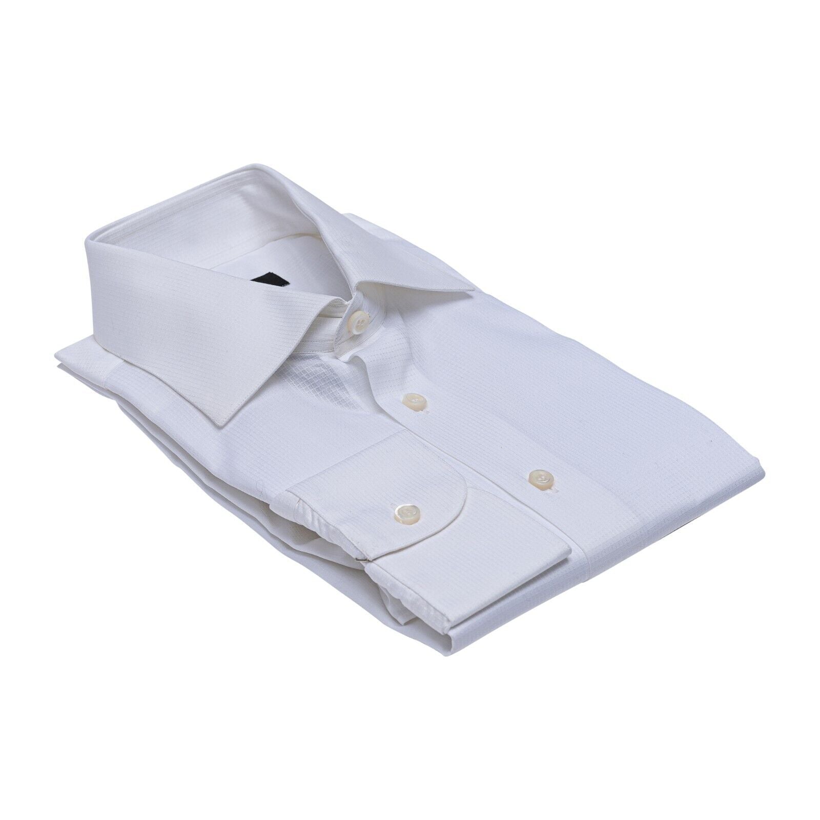 LUXURY 690$ GERLIN Shirt White Jacquard Check Cotton 16 - 41 1R BIJAN