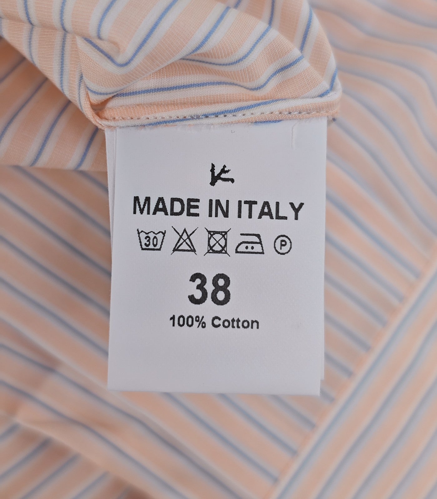 730$ ISAIA NAPOLI "Mix" Dress Shirt Salmon Striped Fine Cotton 15 - 38
