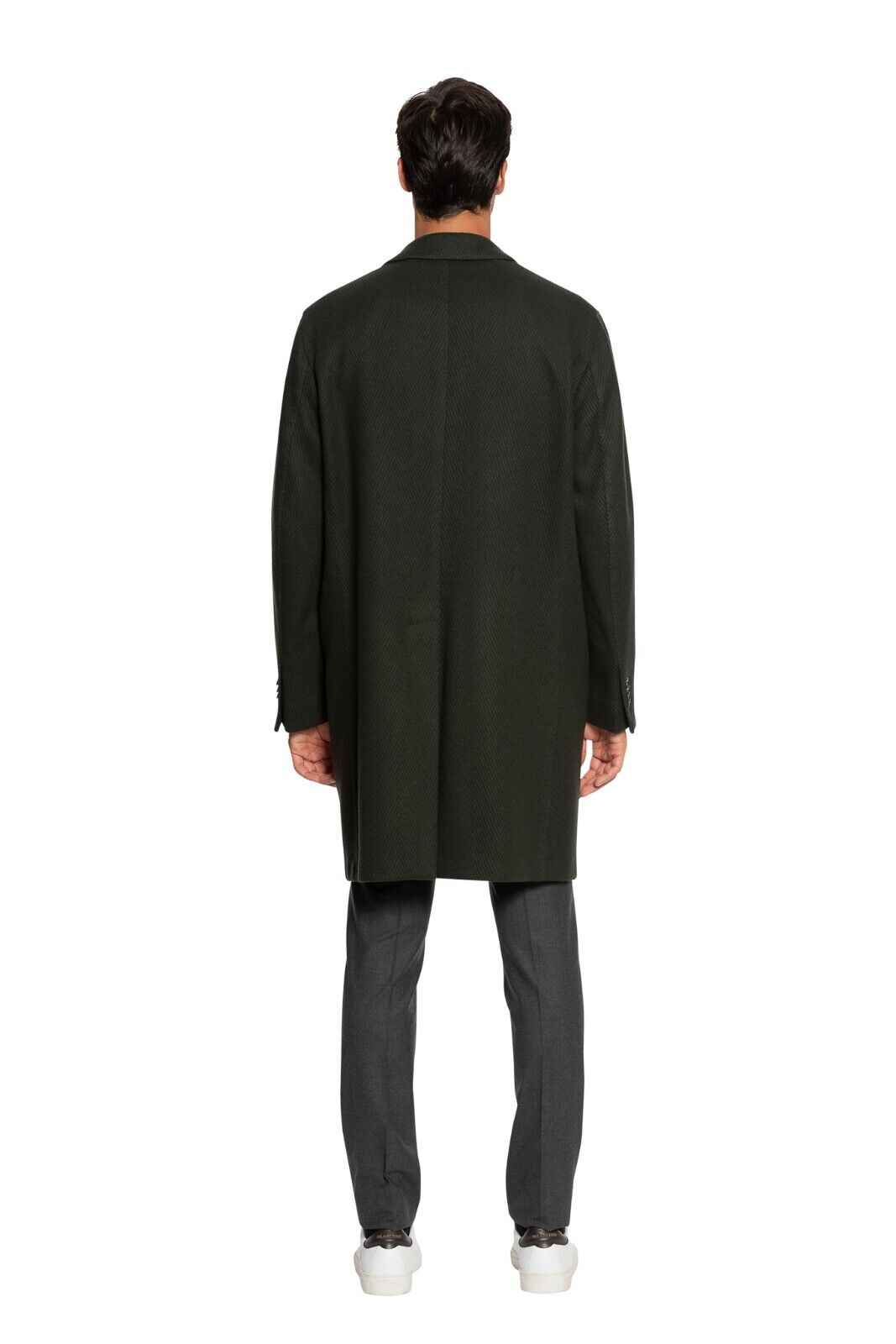 $1600 BOGLIOLI MILANO Dark Green Overcoat Coat Wool Herringbone 40 US / 50 EU