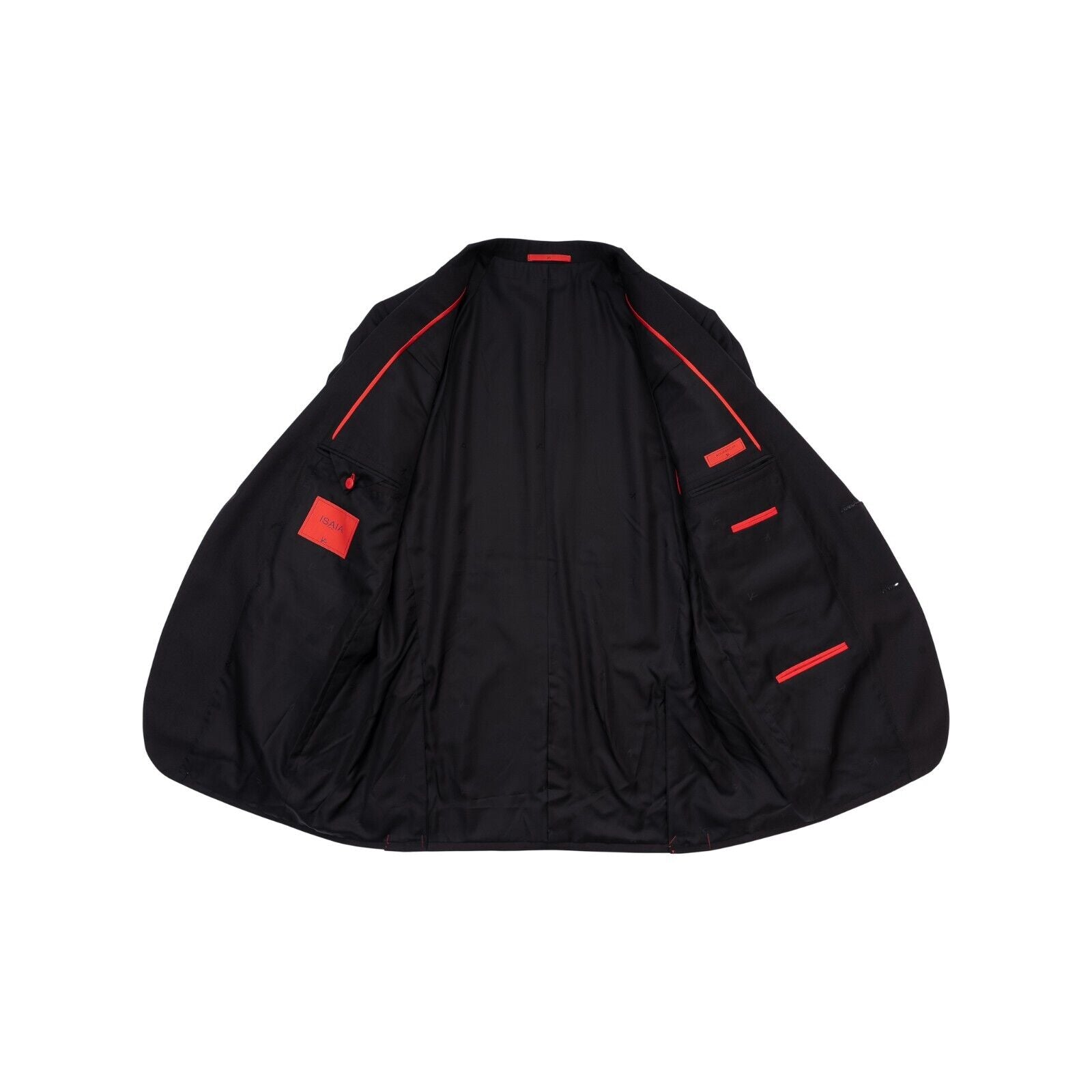 $6500 ISAIA NAPOLI "Aquaspider" Black Hand-Sewn Suit Fine Wool 8R ( Regular)