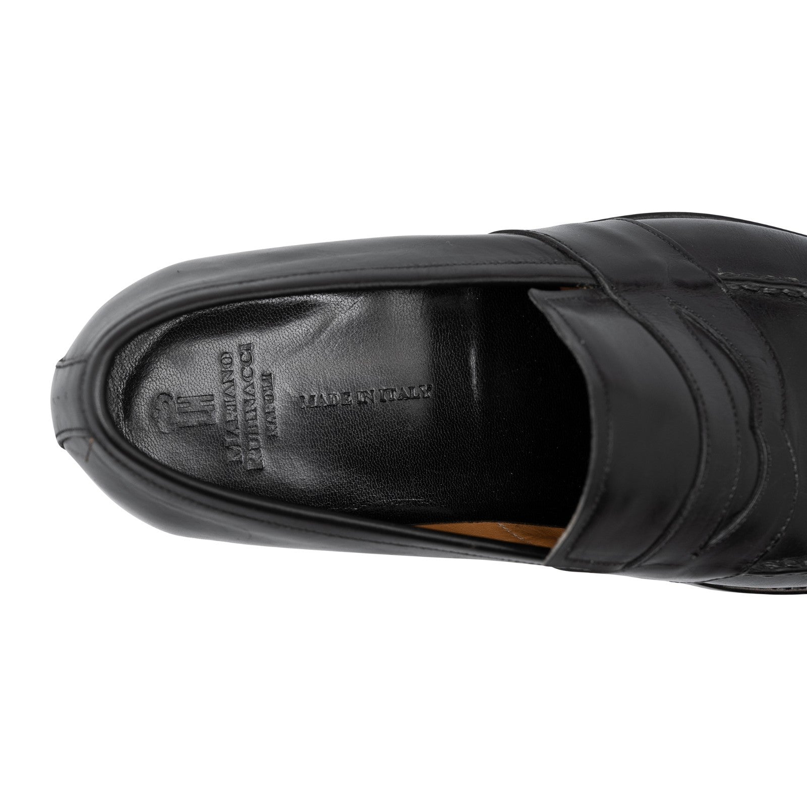 1300$ RUBINACCI Black Leather Penny Loafers Shoes Goodyear Handmade in Italy
