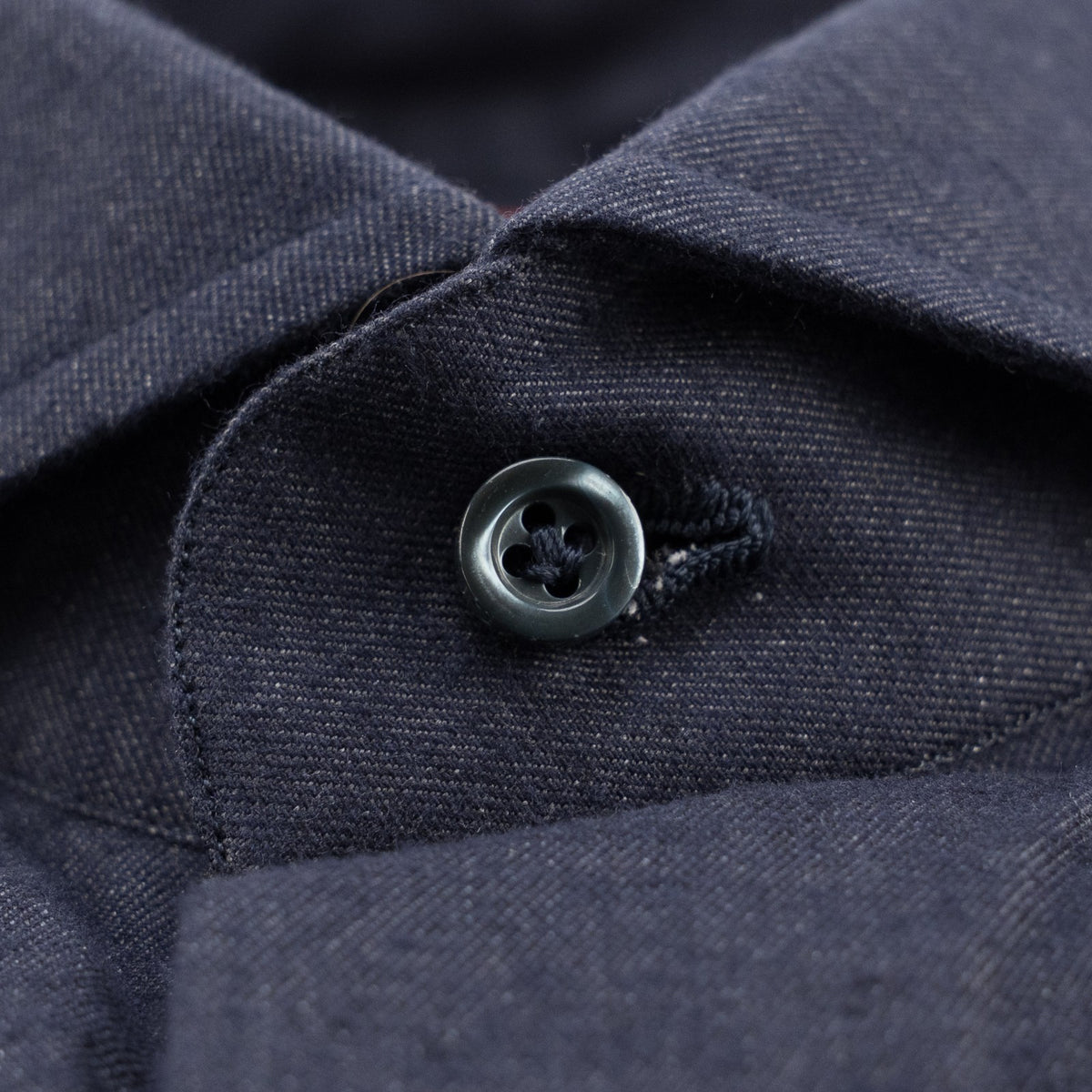 795$ ISAIA "Mix" Dress Shirt Dark Blue Cotton - Cashmere Hand - Sewn 18.5 - 46