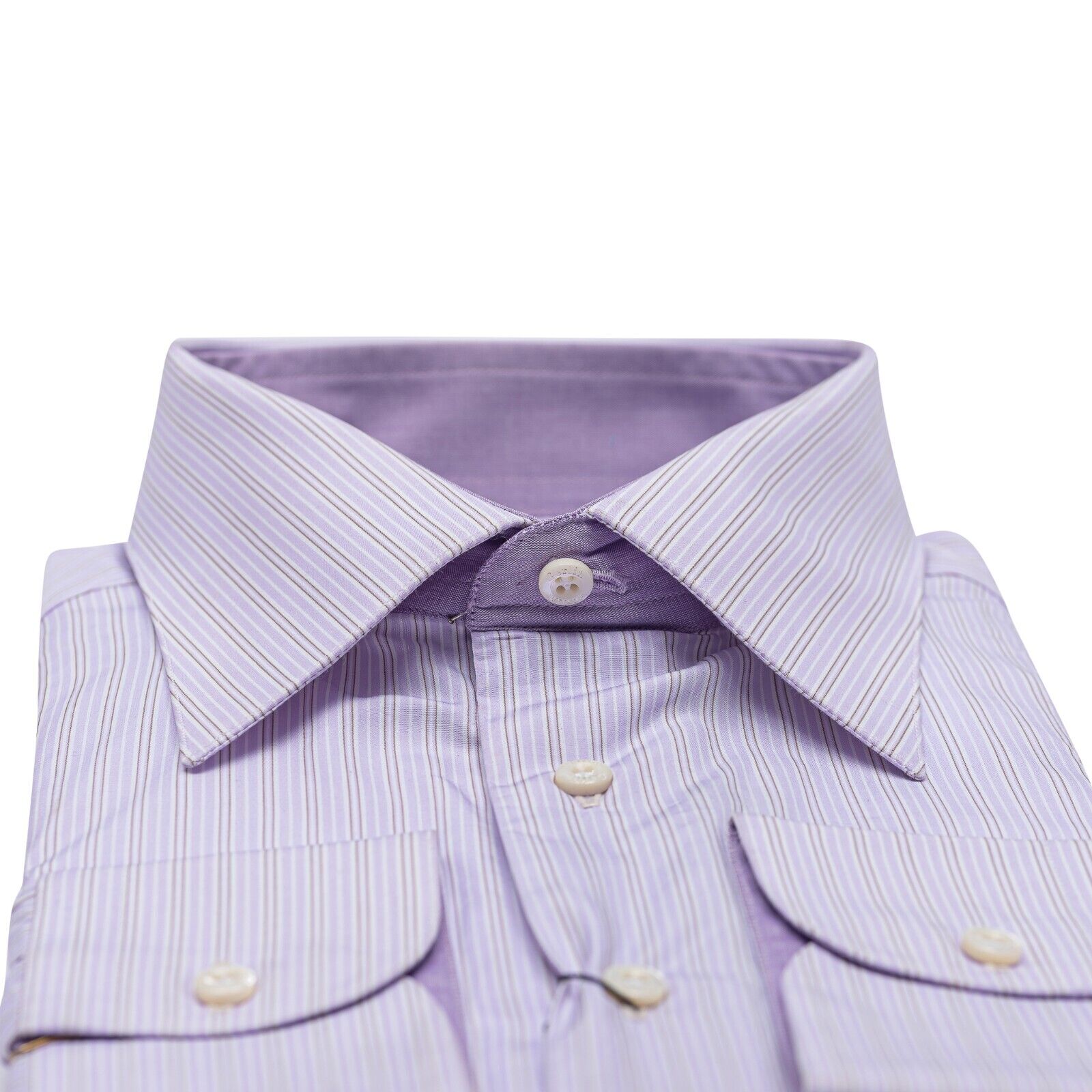 690$ ITALIAN LUXURY GERLIN Shirt Lilac Striped Cotton 16 - 41 - 1U BIJAN