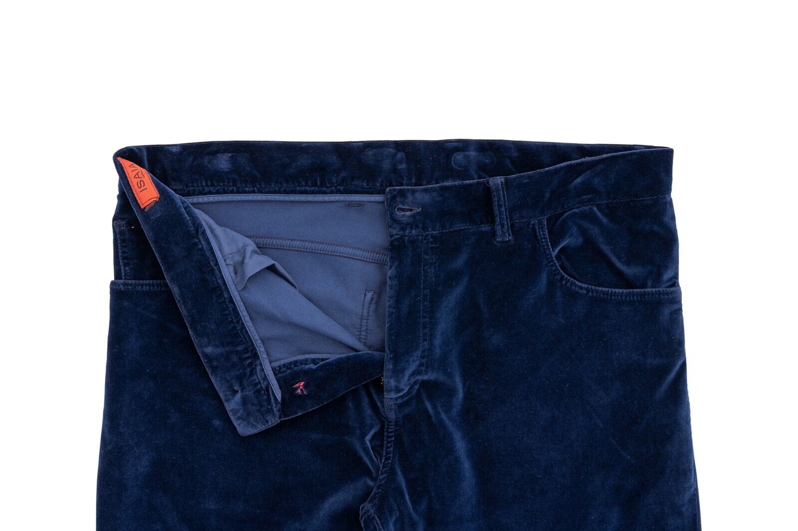 850$ ISAIA NAPOLI Blue 5 Pockets Trouser Pant Velvet Cotton 38 US / 54 EU