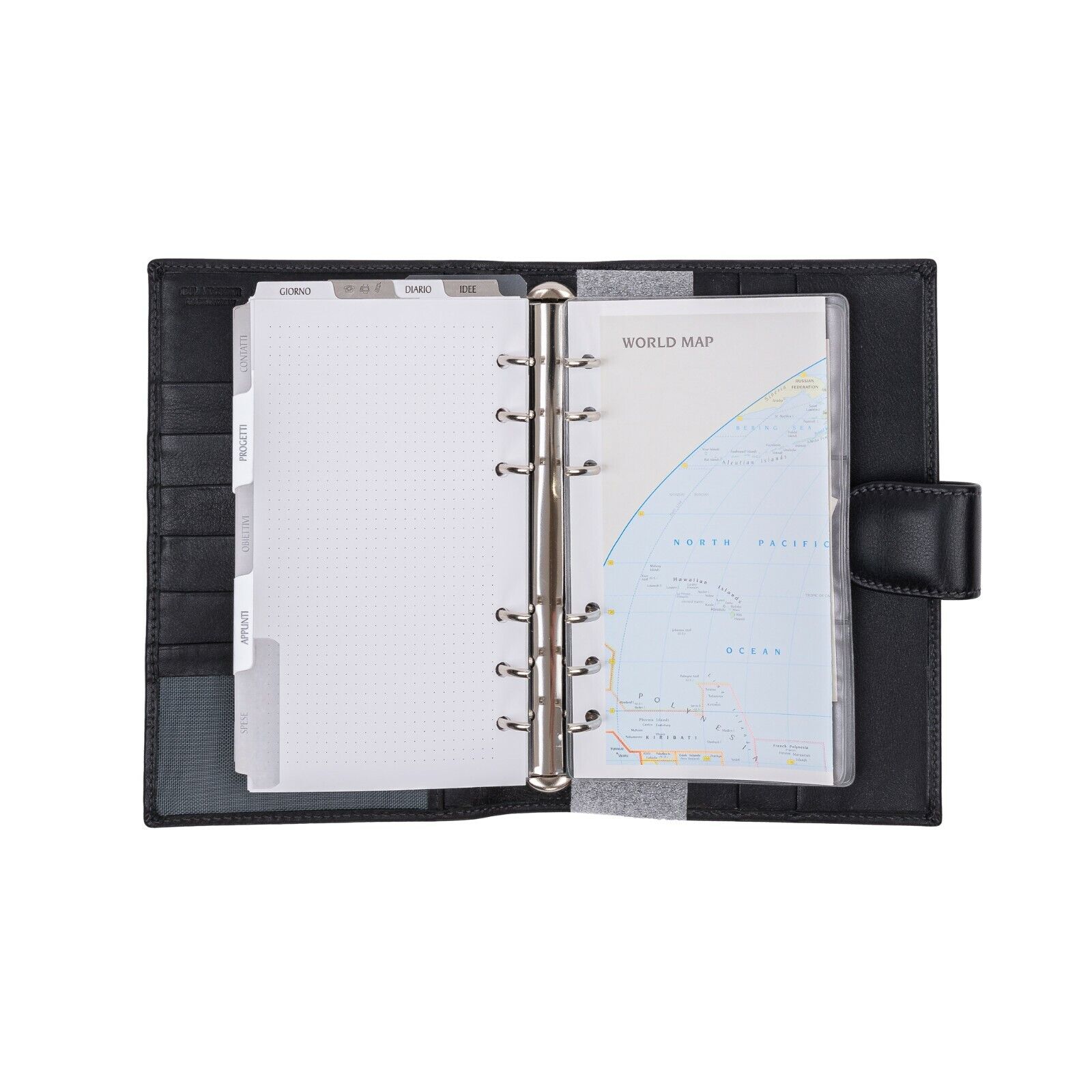 400 UMBERTO BILANCIONI Black Leather Diaries Notes Organizer Planner Ring Binder