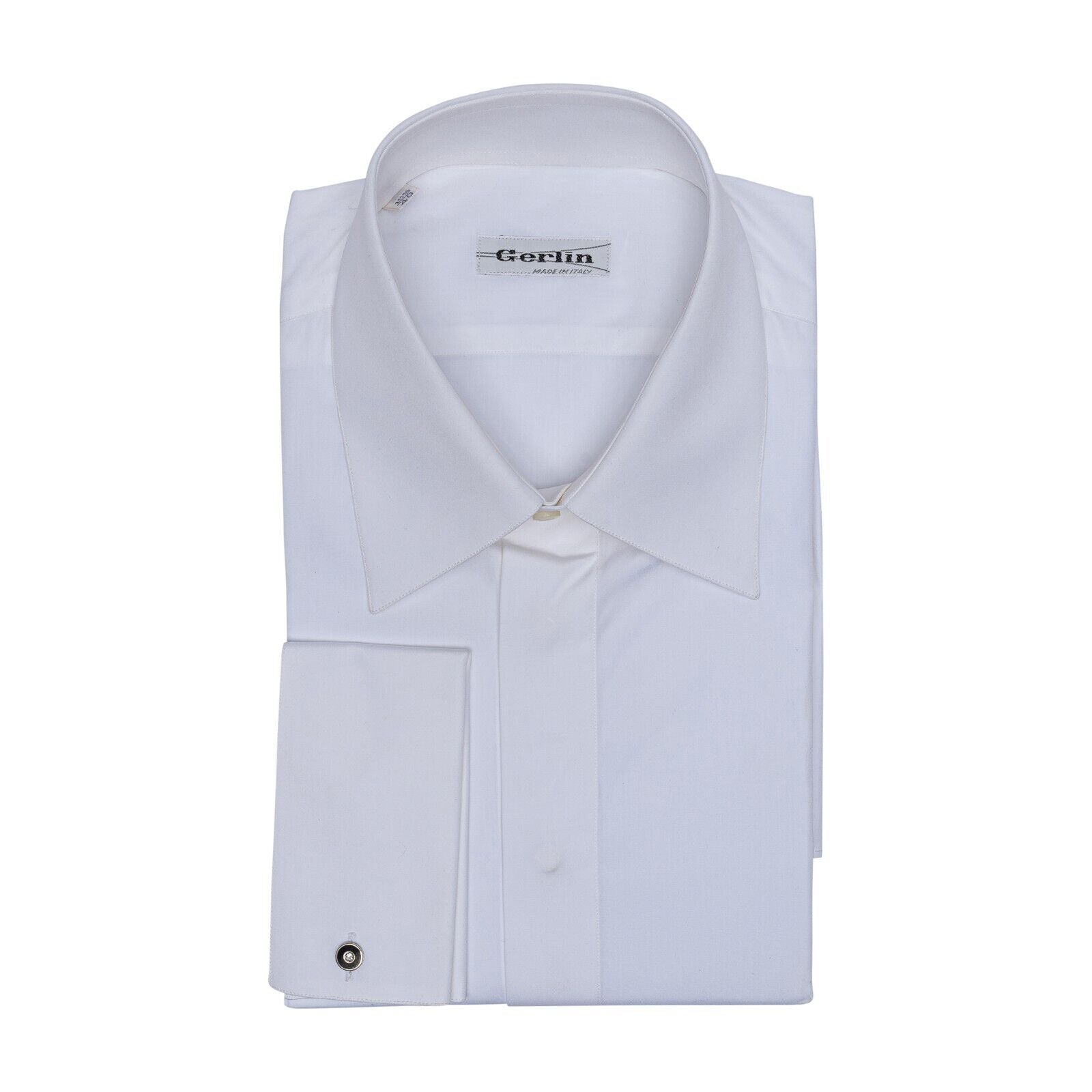 690$ ITALIAN LUXURY GERLIN Shirt Point White Cotton 1AP ZILLI