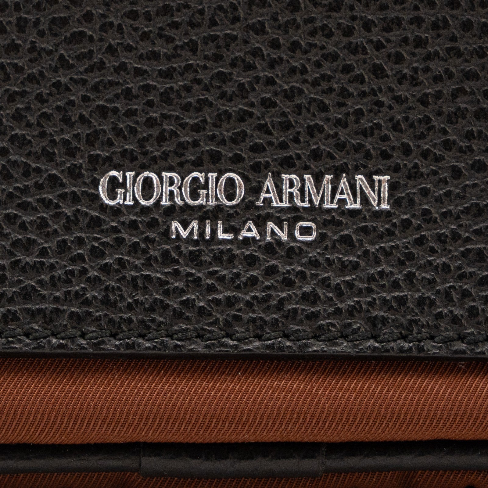 800$ GIORGIO ARMANI Beauty Case Cognac Black Tech Fabric + Leather Wrist Strap