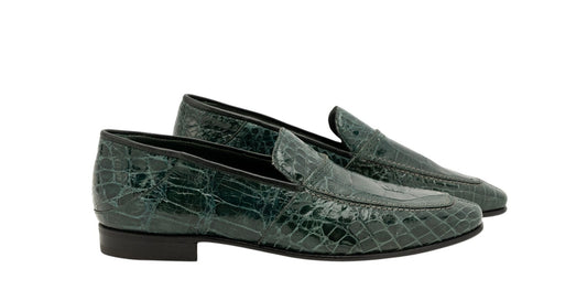 4500$ MARTEGANI 1891 Loafer Shoes 100% ALLIGATOR Green 7.5 UK / 8.5 US / 41.5 IT