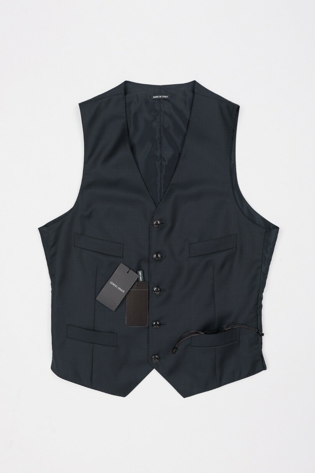 $1280 GIORGIO ARMANI Black Label Vest WOOL CASHMERE Blue Midnight 36 US / 46 EU