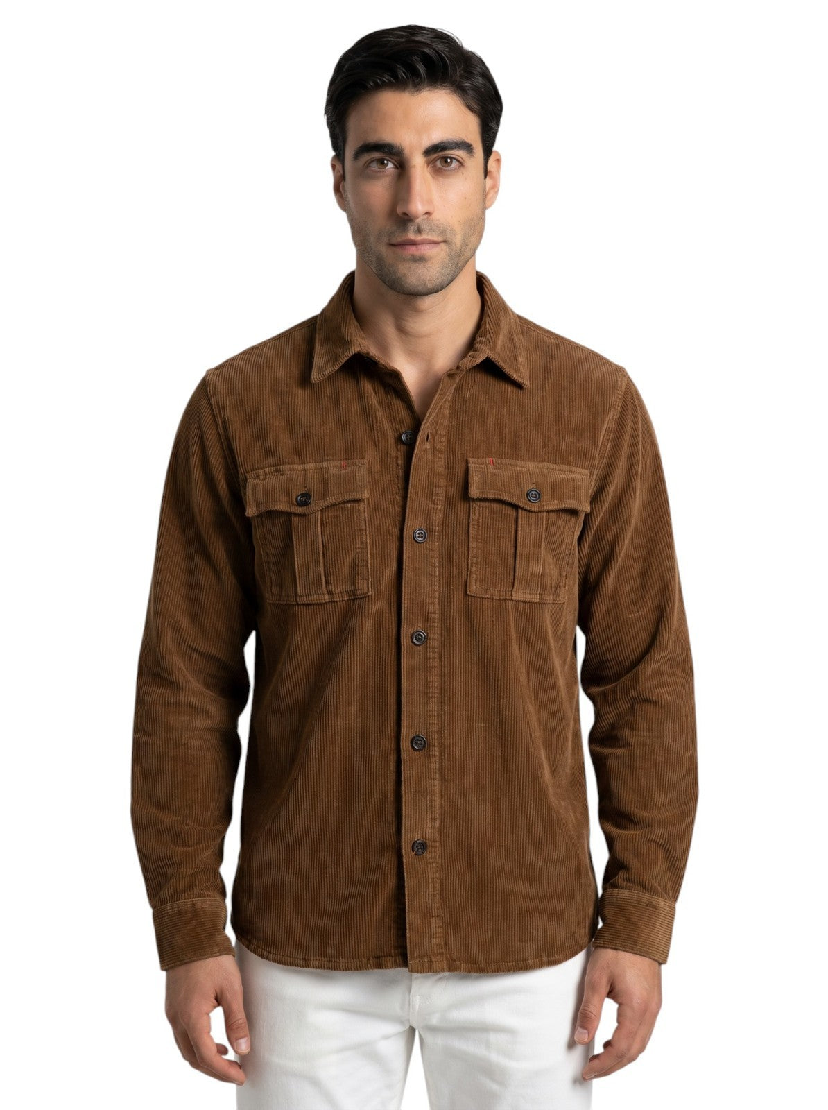 $1200 ISAIA NAPOLI Brown Hand-Sewn Overshirt Jacket Corduroy Cotton Size XL
