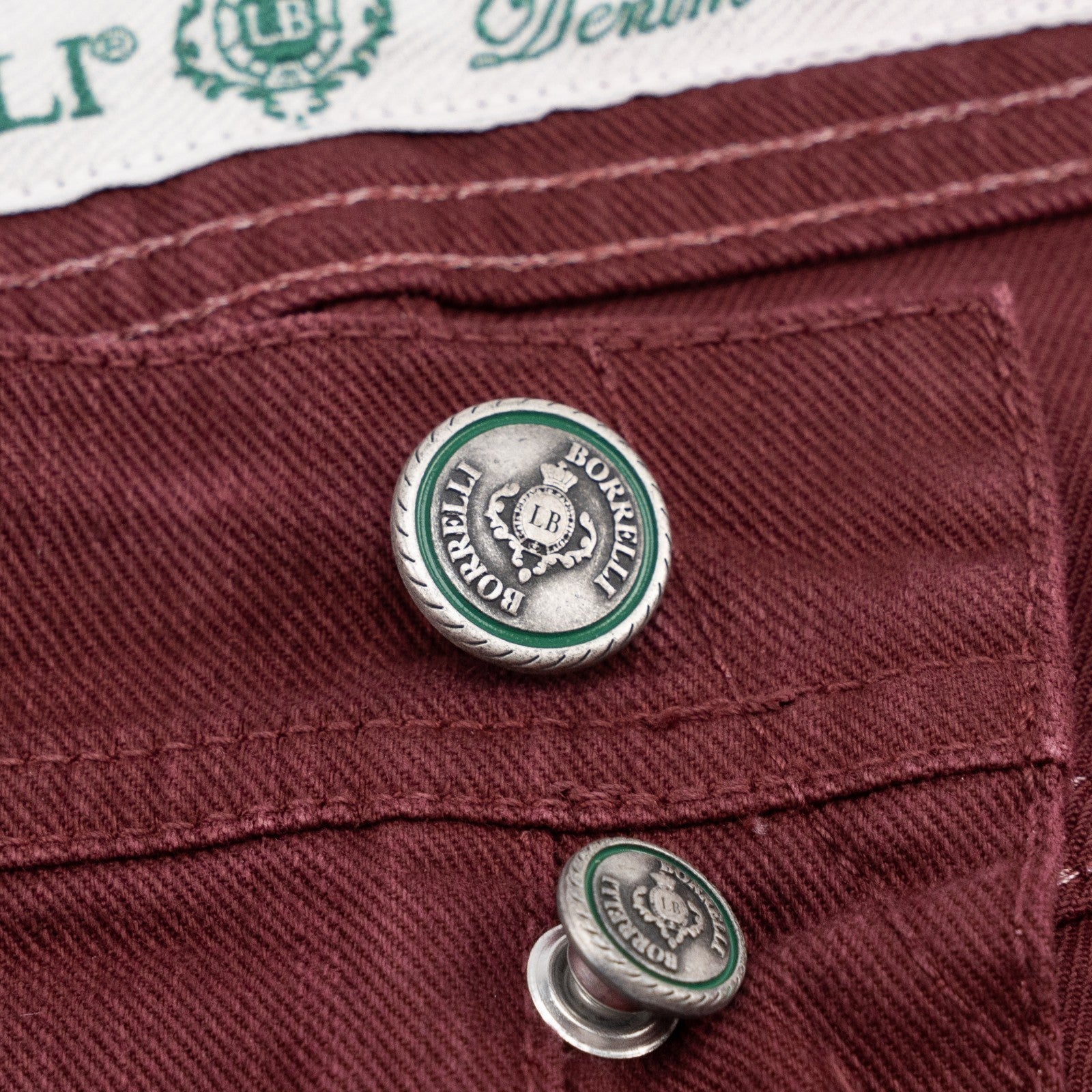 415$ LUIGI BORRELLI NAPOLI Burgundy Denim Jeans Pant Cotton 34 US / 50 EU