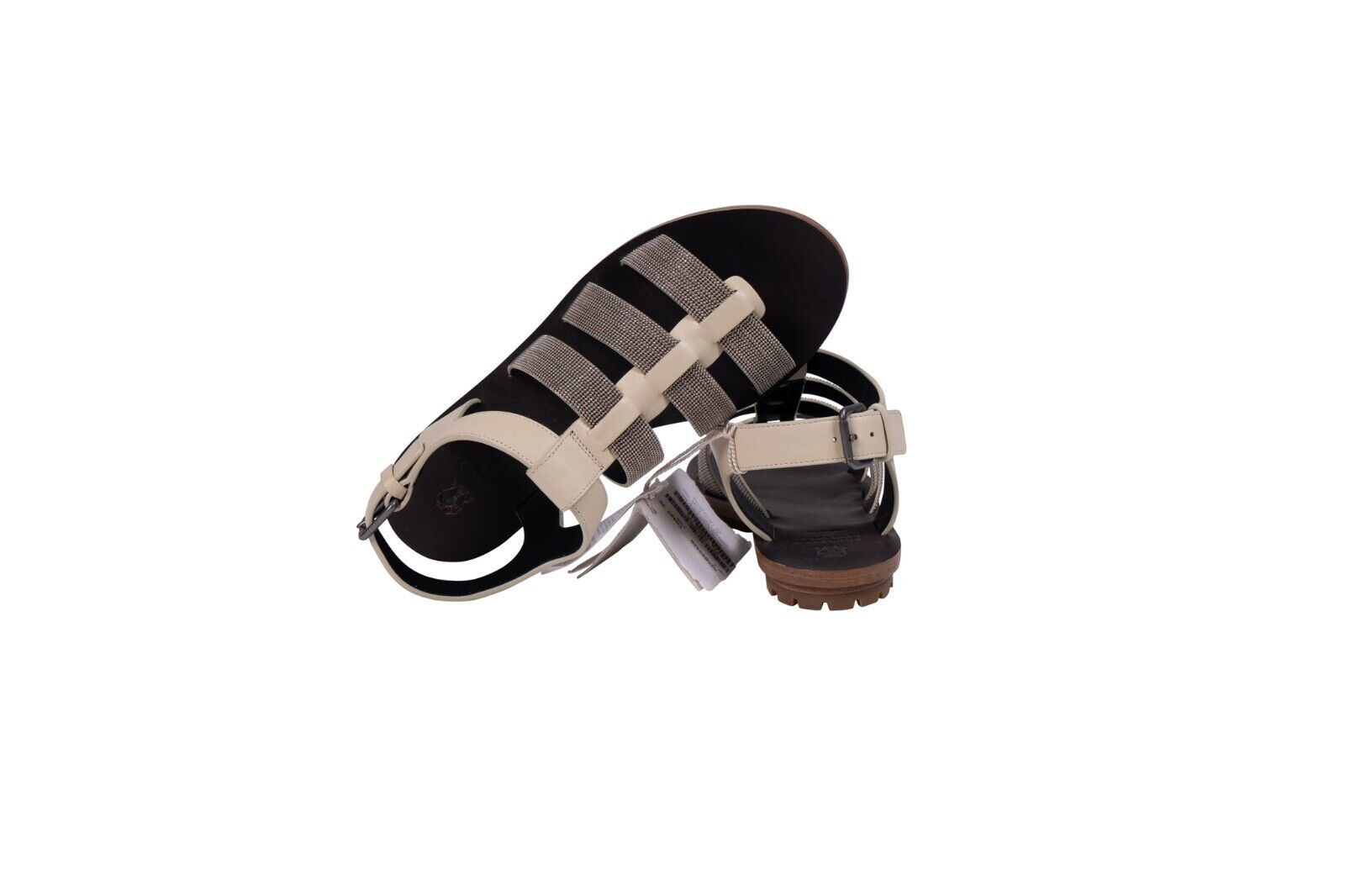 1400$ BRUNELLO CUCINELLI Sandal Monile Shoes Beige Leather 6 US / 3 UK / 36 IT
