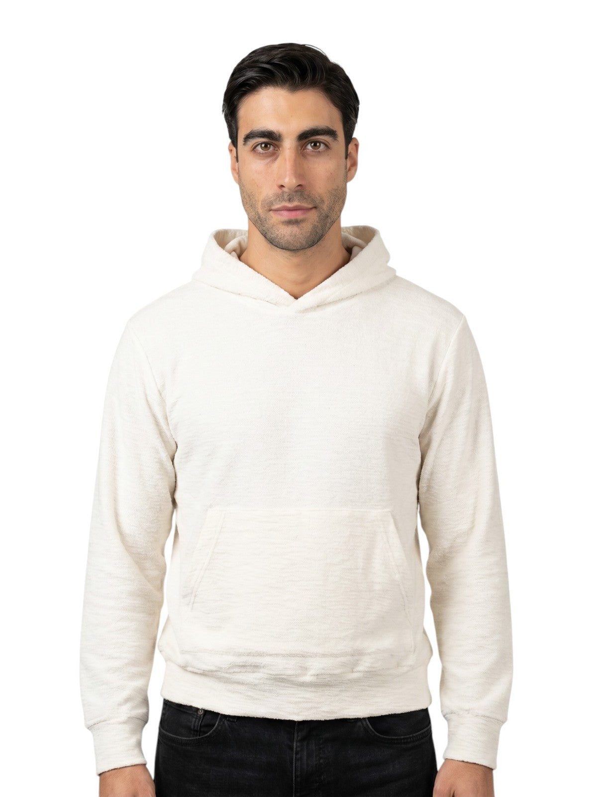 $1450 ISAIA NAPOLI Ivory Hooded Track Jacket Bouclè Cotton Size M