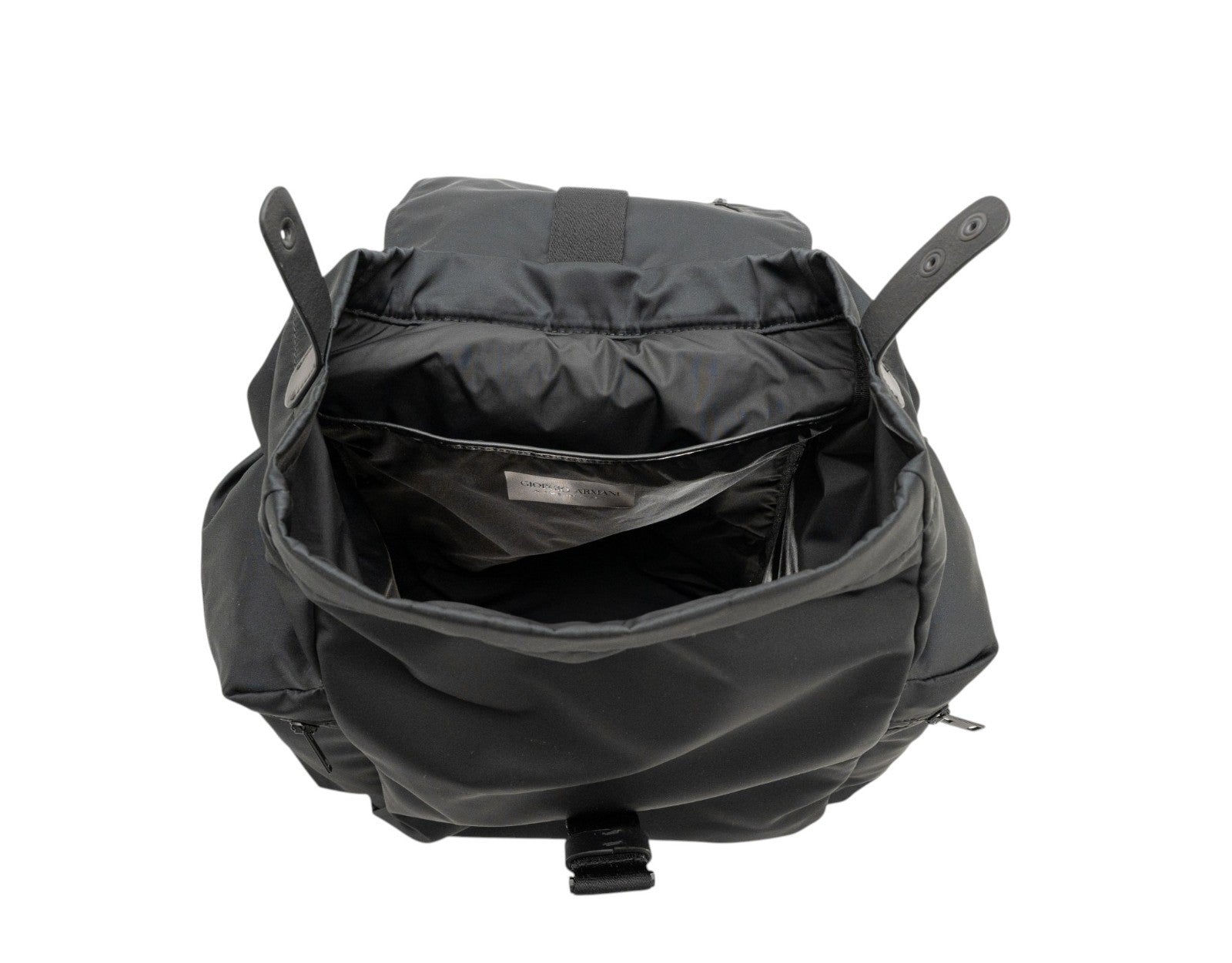 1950$ GIORGIO ARMANI Multiple Backpack Travel Black XL Technical Fabric+Leather