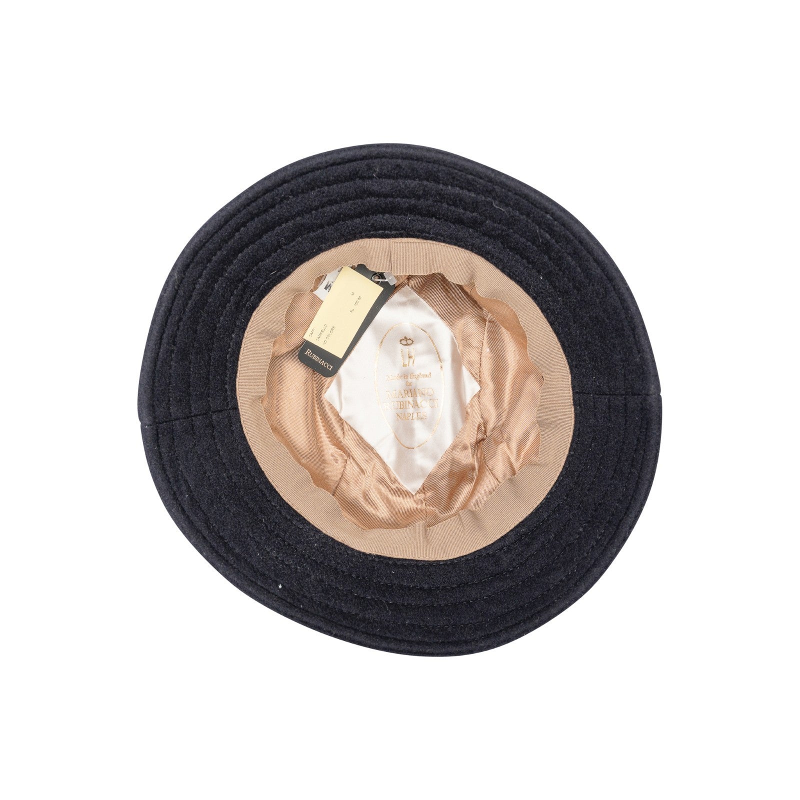 250$ RUBINACCI NAPOLI Blue Navy Made in England Wool Bucket Hat